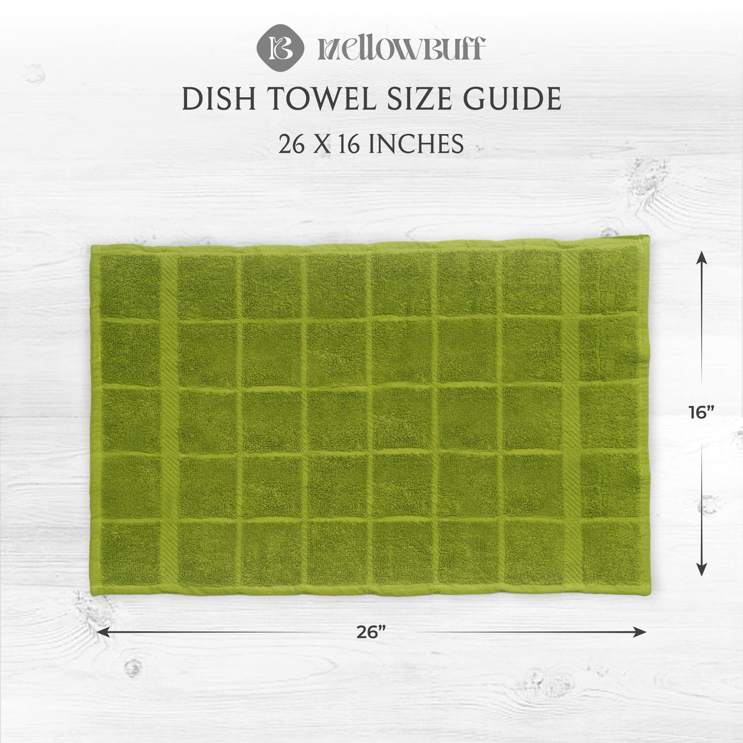 100% Cotton Terry Dish Towels, 4 Pack Plain, 16 x26 Inches, Super Soft and Absorbent Kitchen Towels, Perfect for Kitchen Cleaning and Dish Washing | Green