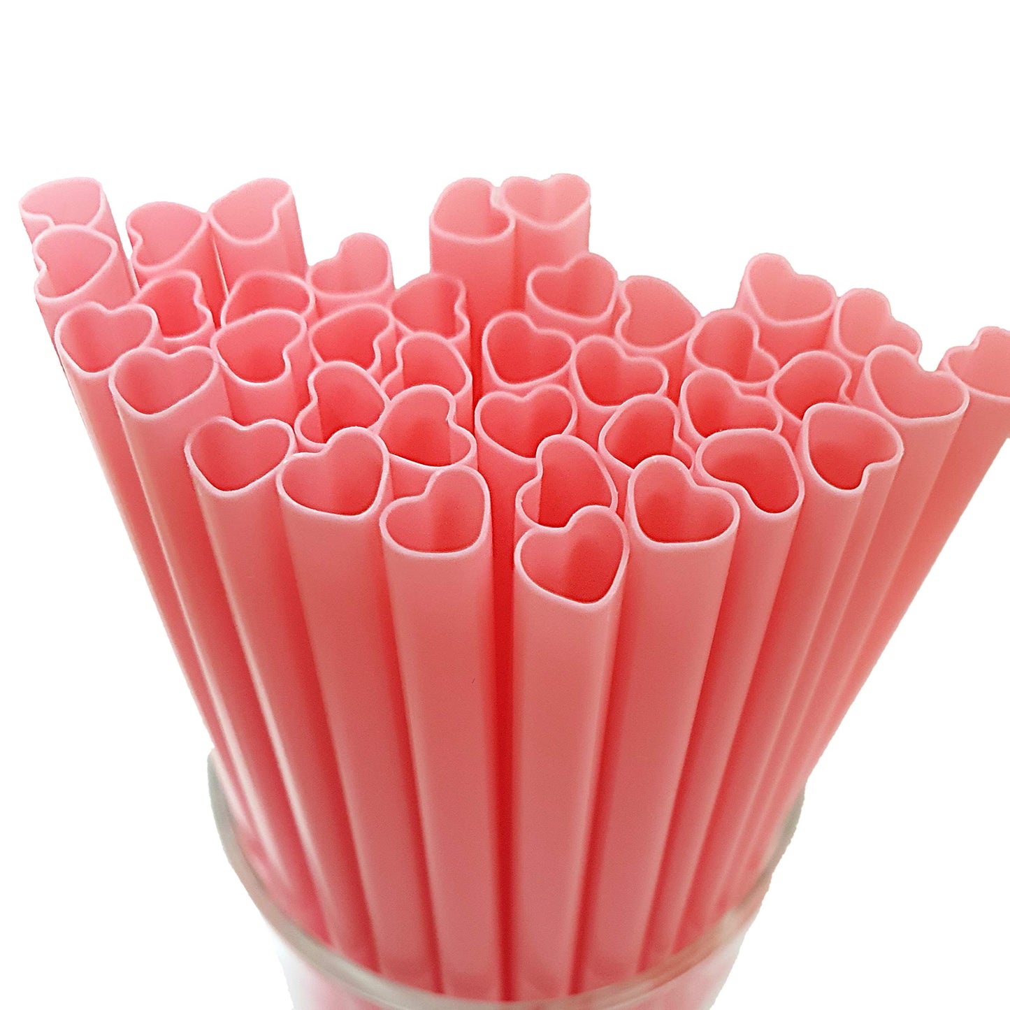 100pcs Heart Shaped Pink Straws Disposable Drinking Cute Straw Individually Wrapped Pink Plastic Straw Galentines Day, Cocktail, Birthday Party, Bridal Shower, Wedding Decorations