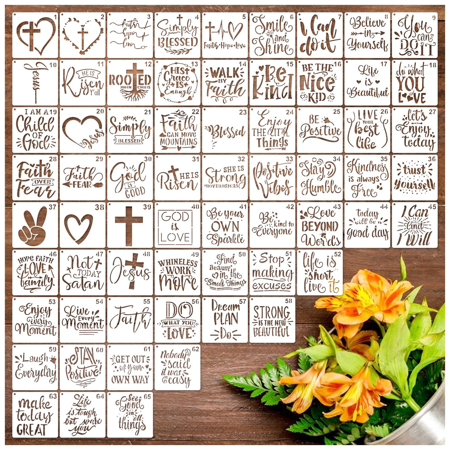 Small Stencils for Painting on Wood Reusable, 3 Inch Reusable Stencil for Craft Ornament Paint Template Stencils for Wall Card Rock Wood Signs Coasters Canvas Home Decor (Bible Words)
