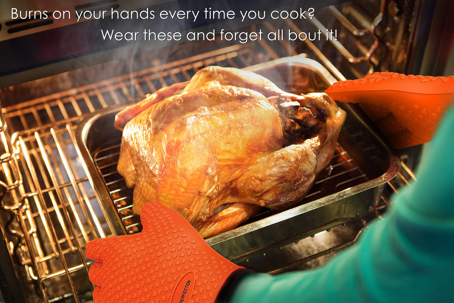 Silicone Smoker Oven Gloves -Extreme Heat Resistant BBQ Gloves -Handle Hot Food Right on Your Smoker Grill Fryer & Pit | Waterproof Oven Mitts |Superior Value Set+3 Bonuses