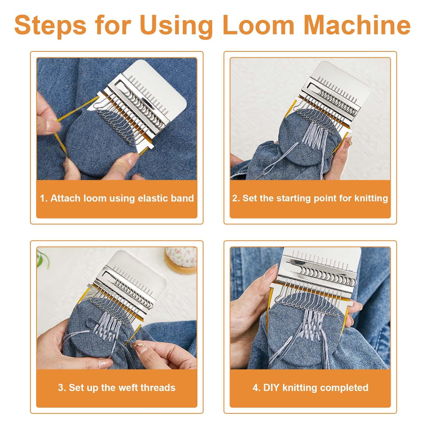 Mini Darning Mushroom for Socks 14 Hooks Small Speedweve Style Weaving Darning Loom with 9 Pcs Large Eye Needles 50 Colors Thread for Handcraft DIY Weaving Repair Tool