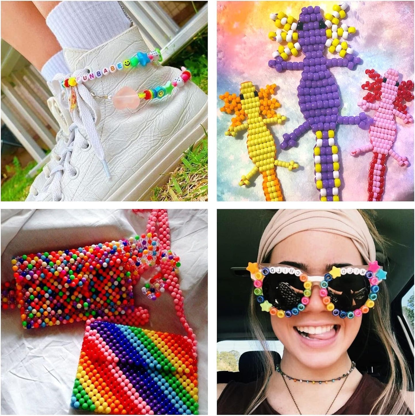 Pony Beads Bulk,Kandi Beads for Necklace Jewelry Making Hair Braiding,Bracelets Making Kits,Hair Bead,Bracelet Plastic Bead for Crafts Braids Girls(48 Color,2200PCS)