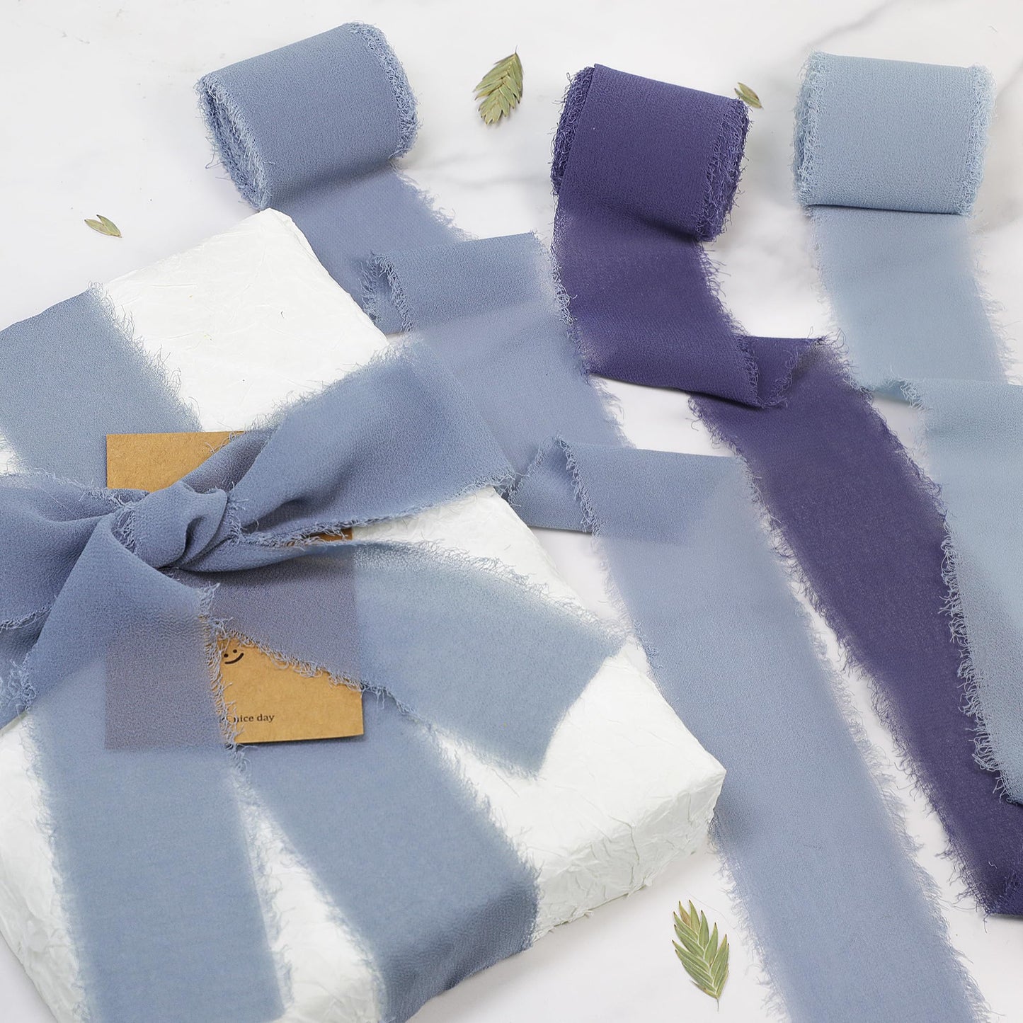 Silk Ribbon Fringe 1-1/2 inch x 16.5 Yard Handmade Ribbons 3 Rolls for Gift Wrapping, Wedding Invitations, Bridal Bouquets, Crafts, Flower Bouquet (Purple)