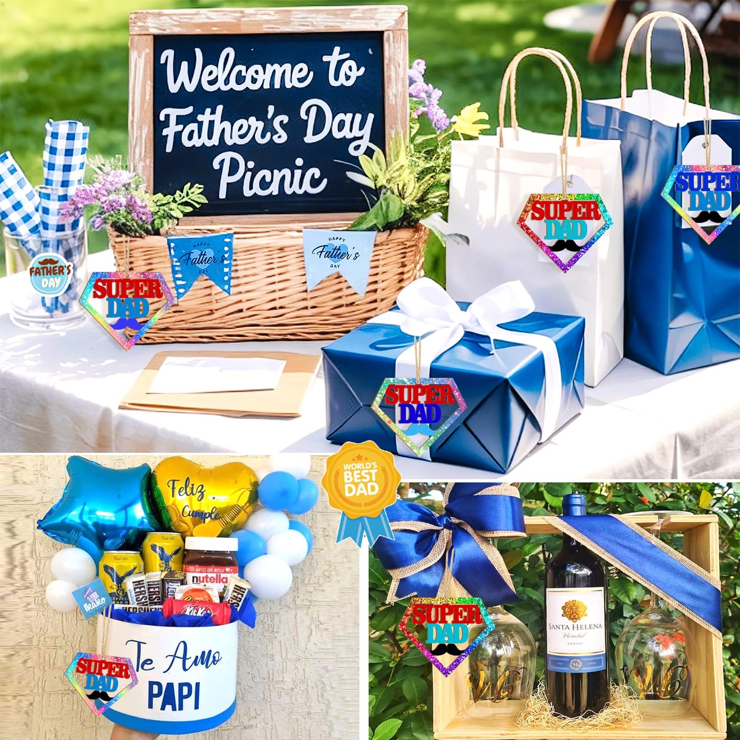 Wooden DAD Ornaments to Paint Father's Day Birthday Party Decoration Cutouts Unfinished 24PCS 3.5 x 3 inches, DIY Blank Unfinished Wood Daddy Ornament for Home Crafts Hanging Father Day Decoration