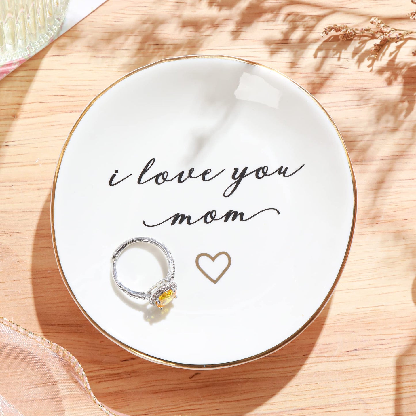 PUDDING CABIN Mom Gifts: I Love You Ring Dish for Mom's Birthday, Valentines, Christmas & Wedding