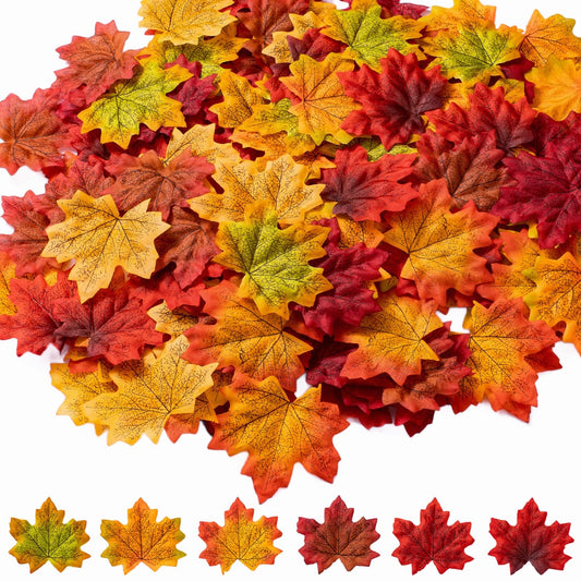 1170 Pcs 8cm/3.1inch Artificial Maple Leaves 6 Colors Fall Leaves Thanksgiving Day Autumn Leaf Decorations Wedding Parties Props Party Table Decor Crafts Artificial Flowers 2024
