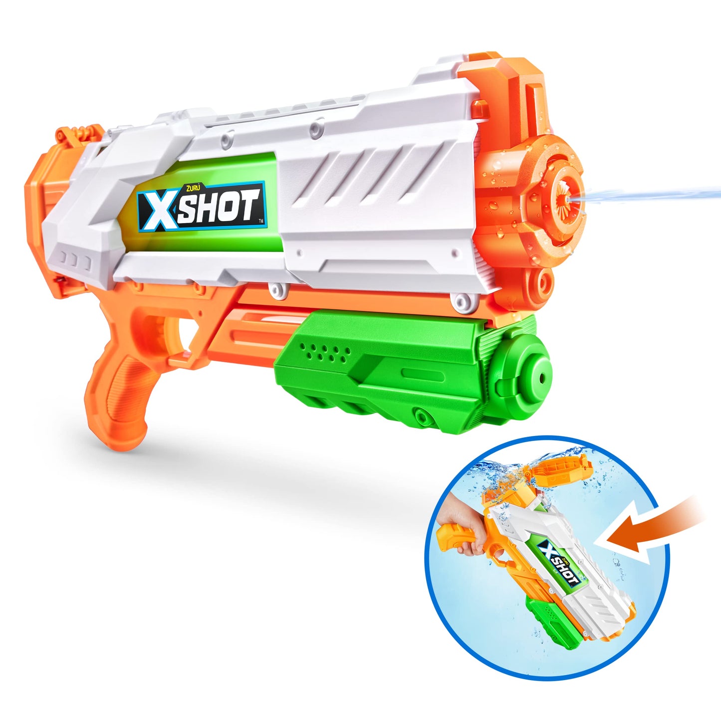 XSHOT Fast-Fill Medium Water Blaster by ZURU, Watergun for Summer, XShot Water Toys, Squirt Gun Soaker (Fills with Water in just 1 Second!) Big Water Toy for Children, Boys, Teen, Men (Medium)