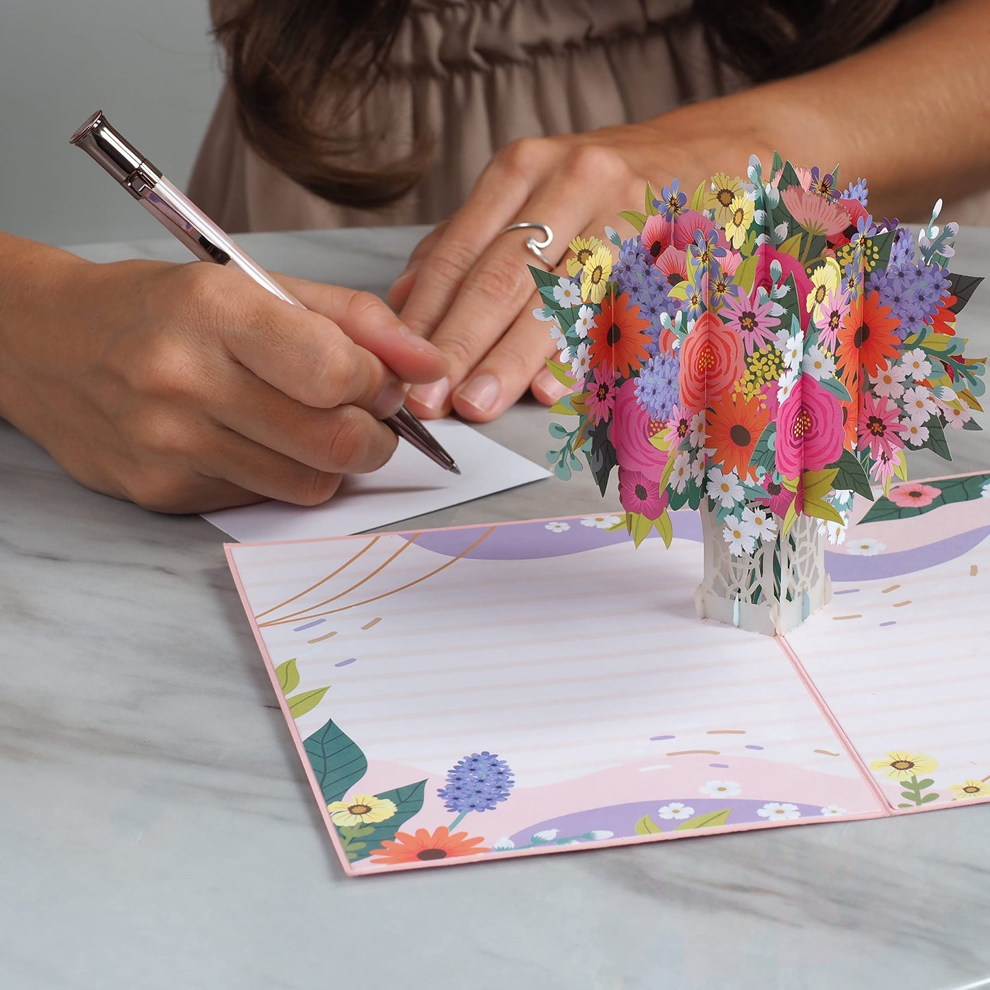 Paper Love 3D Floral Arrangement Mothers Day Pop Up Card, Gift for Mothers Day, Birthday, Wedding, Anniversary, Thank You, Get Well, All Occasion - 5" x 7" Cover - Includes Envelope and Note Tag
