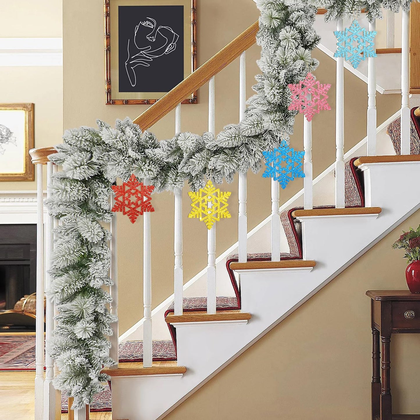 Wooden Snowflake Ornaments to Paint - Christmas Winter Decoration Cutouts Unfinished 24PCS 3.5 Inches, DIY Blank Tree Ornament for Home Snowflakes Crafts Hanging