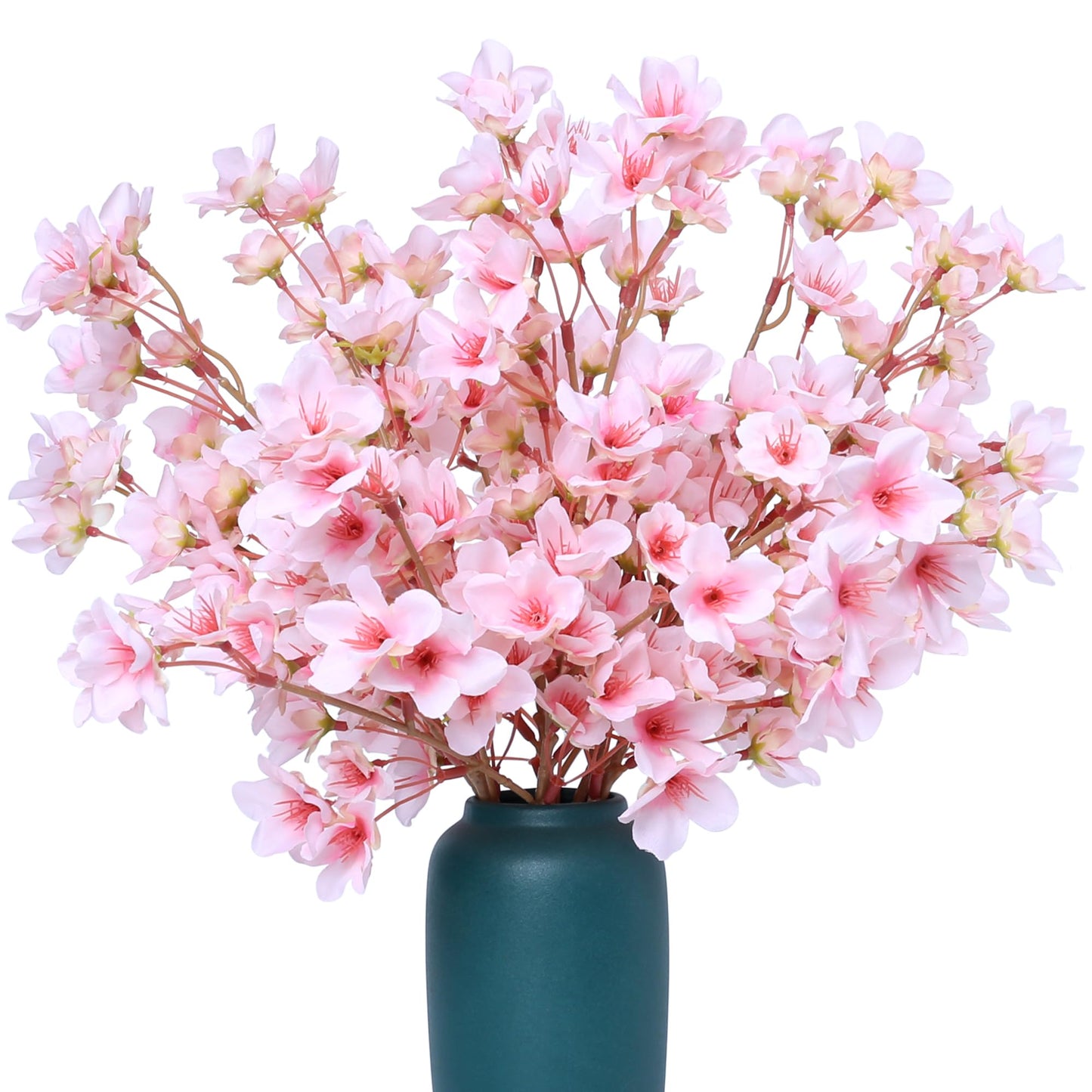 6Pcs Artificial Cherry Blossom Branches Decor Fake Flowers 16" Silk Faux Flowers for Decoration Spring Peach Bouquet Home Wedding Bedroom Party Japanese Garden Table Centerpiece Decor(Pink)