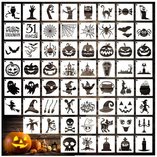 Small Stencils for Painting on Wood Reusable, 3 Inch Reusable Stencil for Craft Ornament Paint Template Stencils for Wall Card Rock Wood Signs Coasters Canvas Home Decor (Halloween)