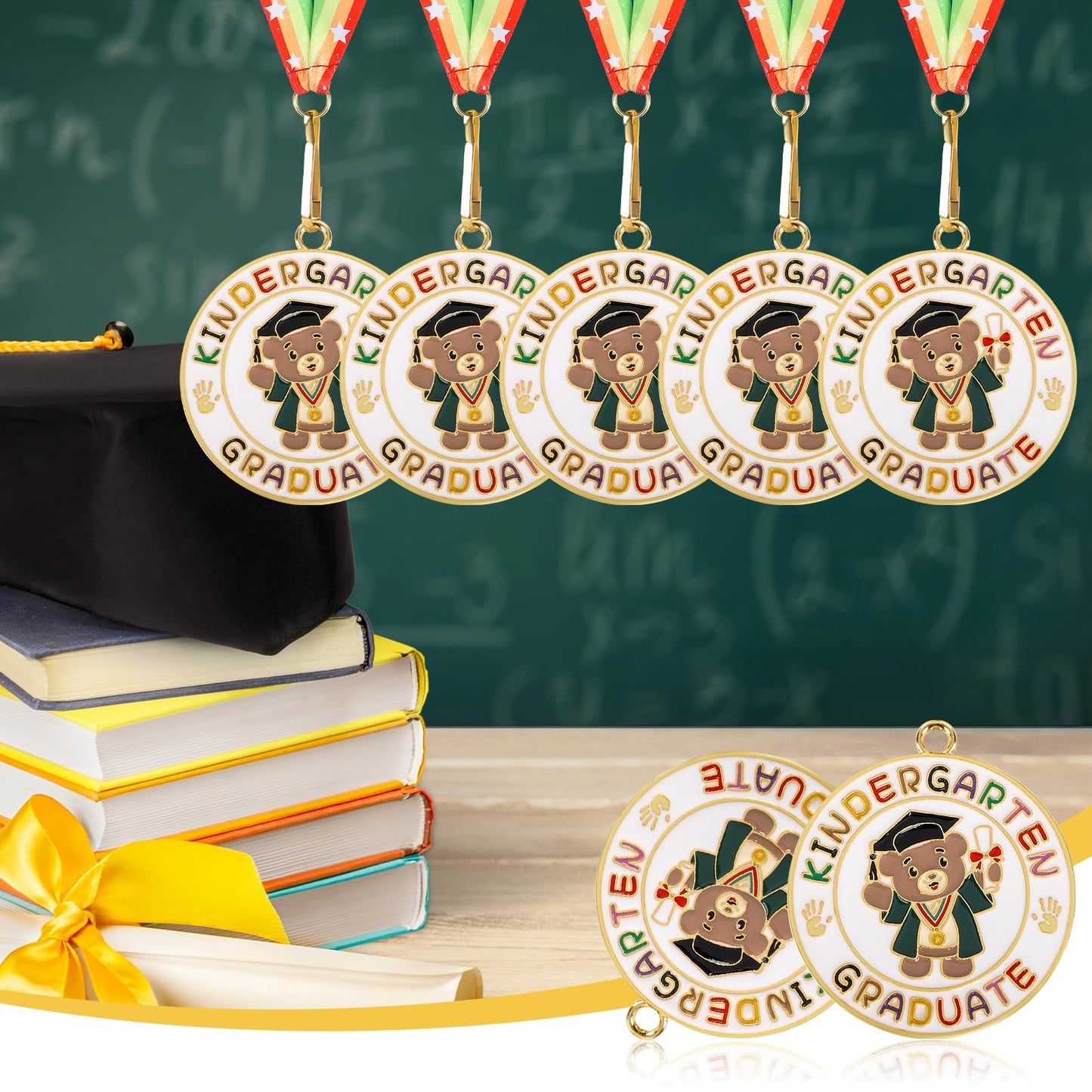 Kindergarten Graduation Medal for Kids Preschool Pre-k Graduation Award Medals with Neck Ribbon for School Student Graduation Party Gifts Favors(Metal, 2 Inch)