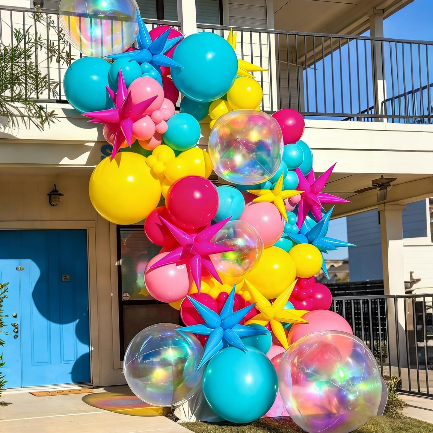 Lukiituke Tropical Balloon Arch Kit, 134Pcs Summer Balloons, 4Sizes Hot Pink Yellow Orange Lime Green Teal Rainbow Balloon for Summer Hawaiian Birthday Pool Party Decorations