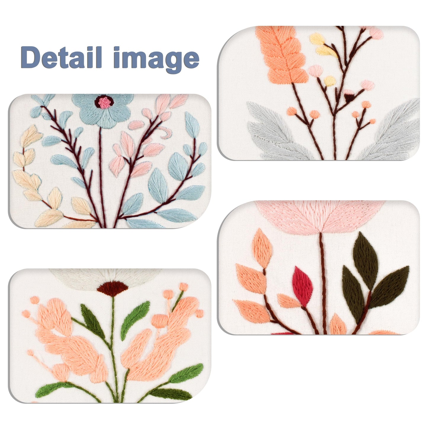 Maydear 4 Sets Embroidery Kit Punch Needle Kit,Embroidery Kit for Beginners Cross Stitch Kits with Embroidery Hoop and Instructions, Hand Embroidery Starter Kit for Adults (Four Flowers)