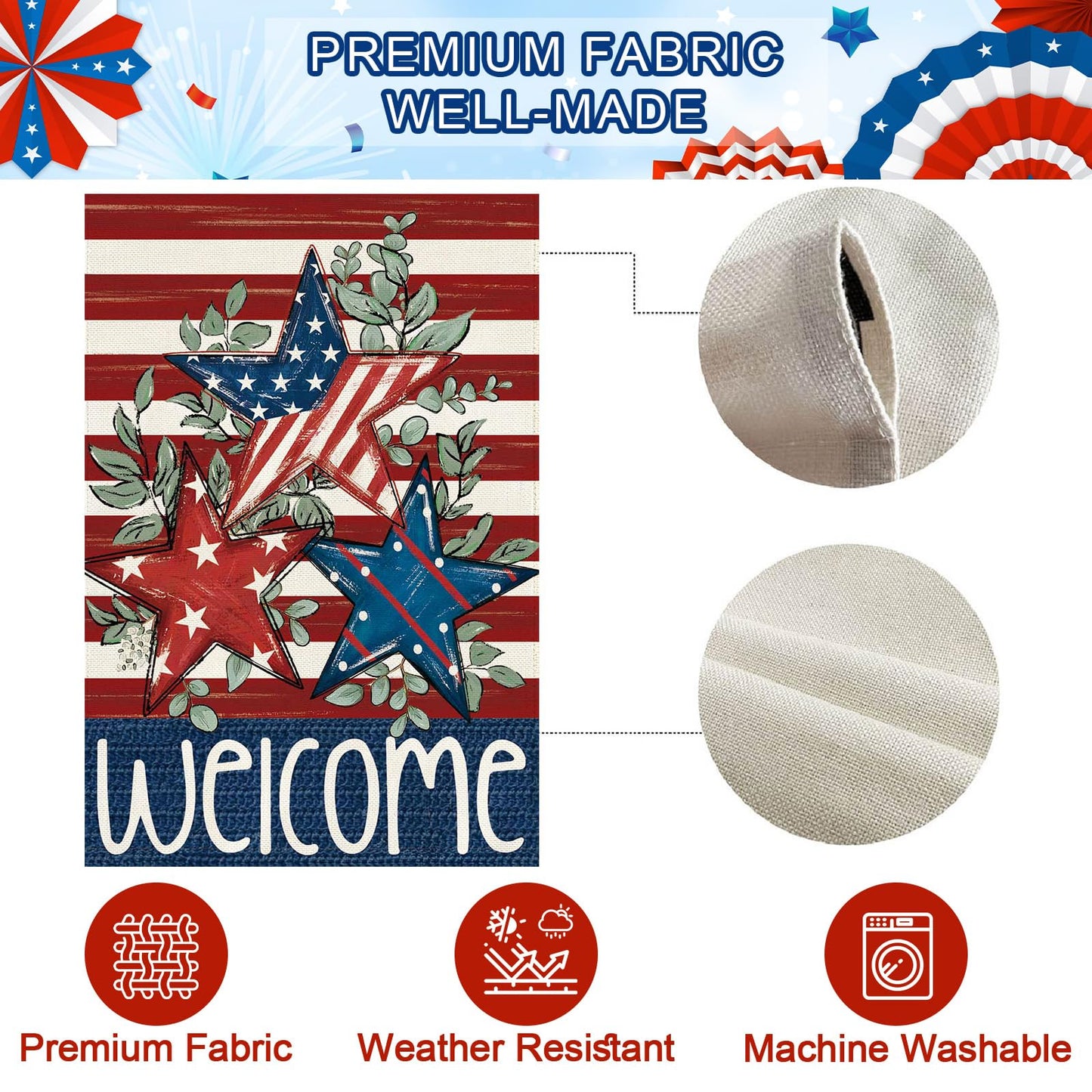 Baccessor 4th of July Patriotic House Flag 28 x 40 Inch Double Sided Burlap Memorial Day Welcome American Stars and Stripes Large Yard Flag Holiday Farmhouse Seasonal Outdoor Outside Decoration