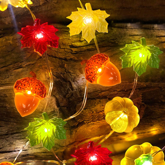 TURNMEON Fall Decor 30LED/10Ft 3D Pumpkin Lights Fall Thanksgiving Decorations, 3 in 1 Battery Powered Fall Lights Pumpkin Decor, Fall Garland Lights Indoor Outdoor Thanksgiving Halloween Decor Autumn
