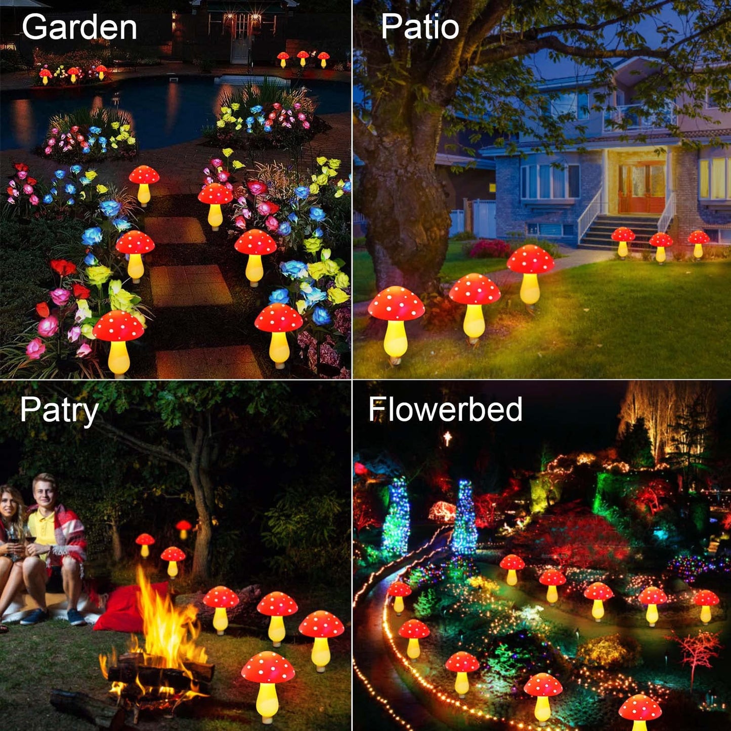 Abkshine New Upgraded Waterproof Solar Mushroom Lights Outdoor Decor, 8 Modes for Garden Pathway Landscape Yard Easter Pathway Halloween Xmas Decorations, Set of 6 Red