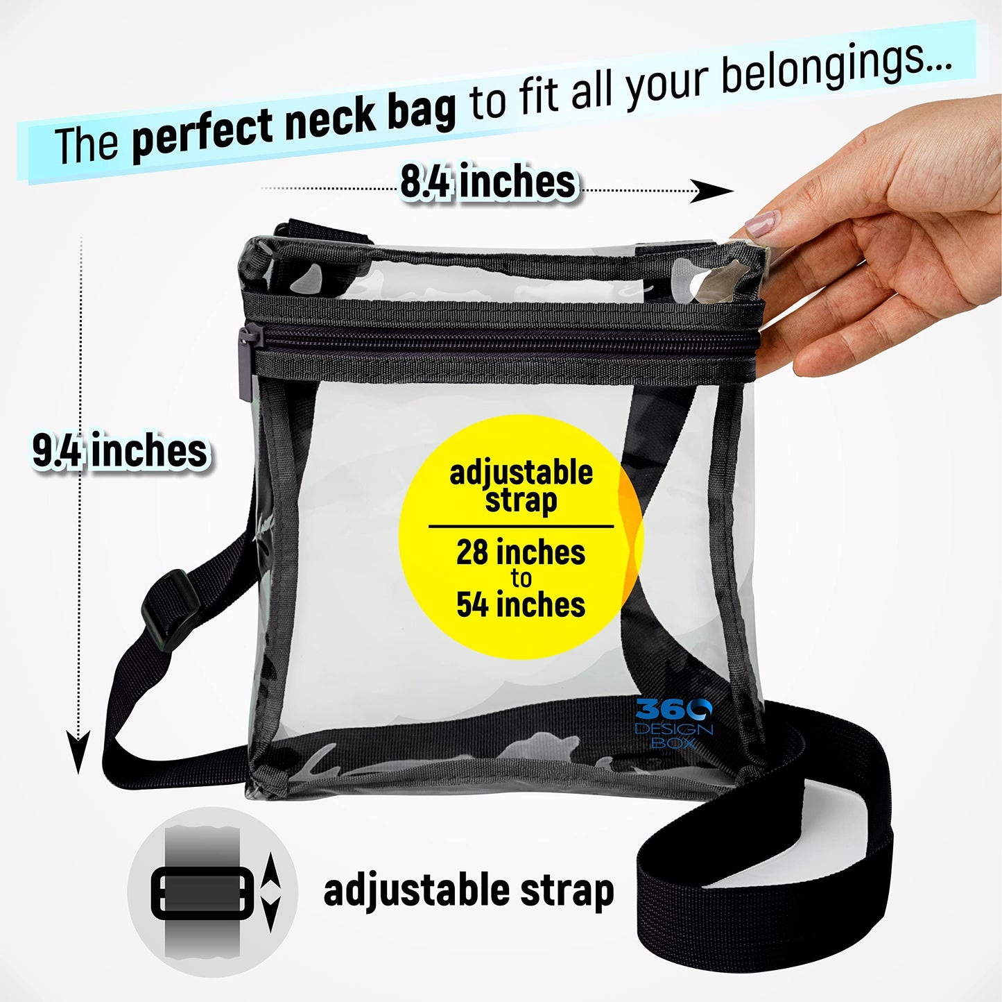 Clear Bag for Stadium Events | Small Clear Purses for Women Stadium Crossbody under 12x6x12 Concert, Festival, Games Approved