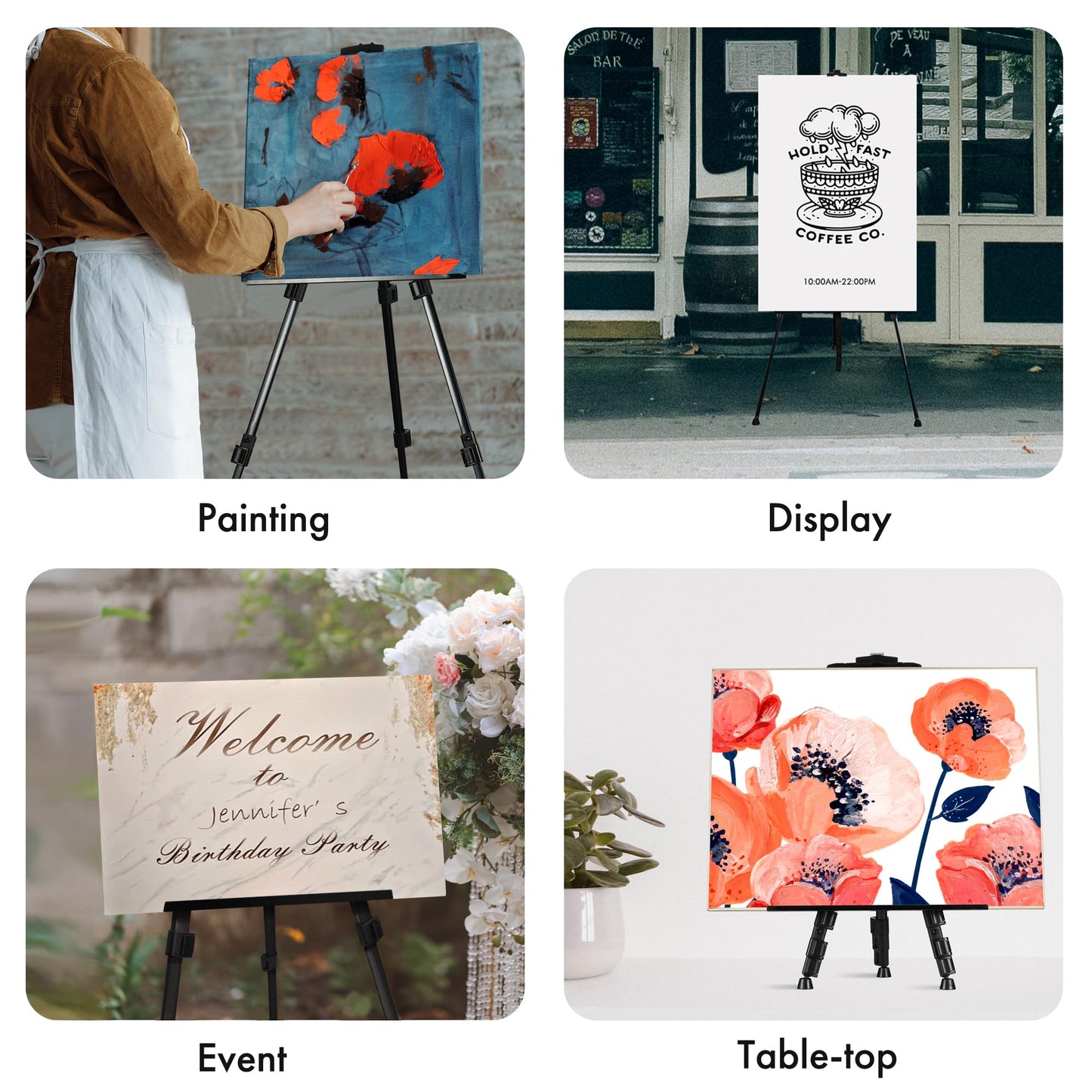 Artify Easel for Painting, Double-Tier Easel Stand, Adjustable Height from 22-66 Inches, Tripod for Painting and Display with Carrying Bag, 66 Inches, Black