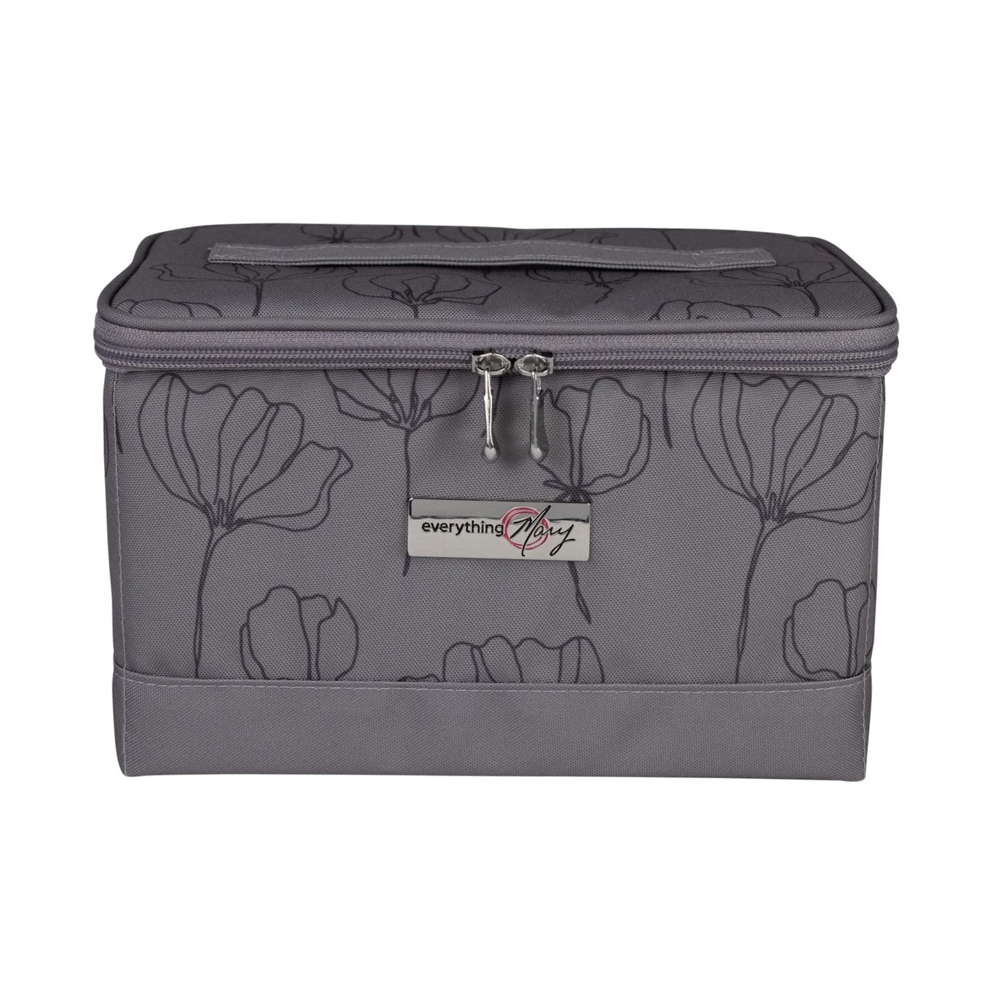 Everything Mary Collapsible Sewing Kit Organizer Box, Grey Floral - Supplies Storage Basket for Supplies and Accessories - Organization for Thread, Needles, Notions & Scissors