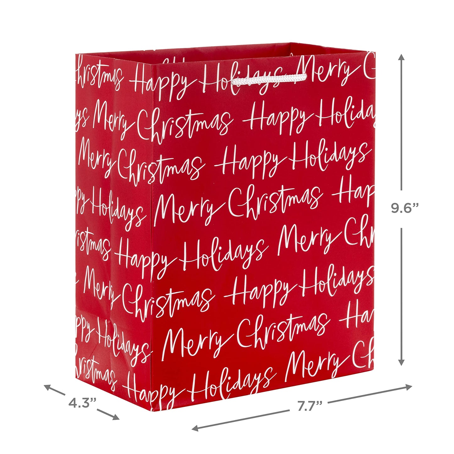 9" Medium Christmas Gift Bags (4 Bags: Snowy Tree, Rustic Farmhouse, Snowman, "Merry Christmas") in Gray, Red, White, Brown