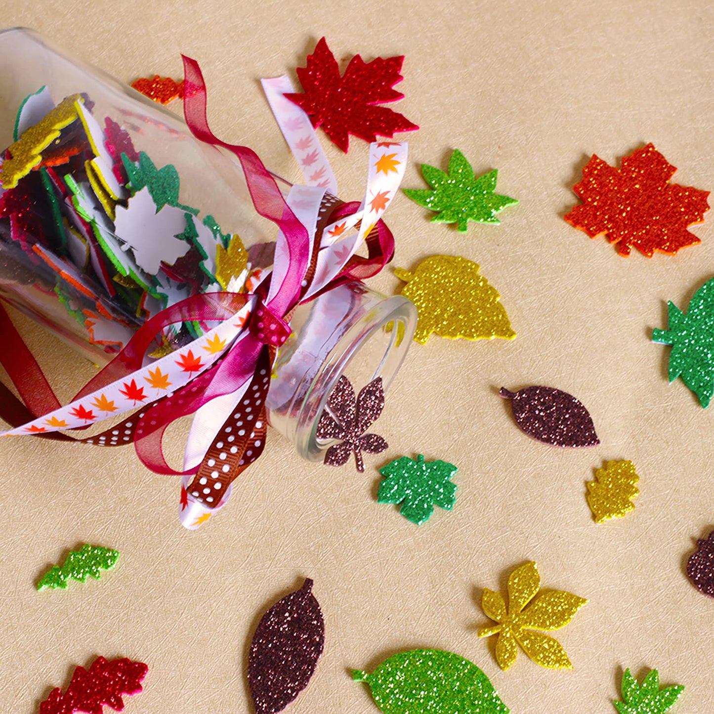 18 Rolls Fall Ribbons Bulk Trims Printed Grosgrain Ribbons Multicolor Satin Ribbons Organza Ribbons Velvet Ribbon 3/8" Wide for Craft Gift Wrapping Autumn Holiday Wedding Festival Season Party