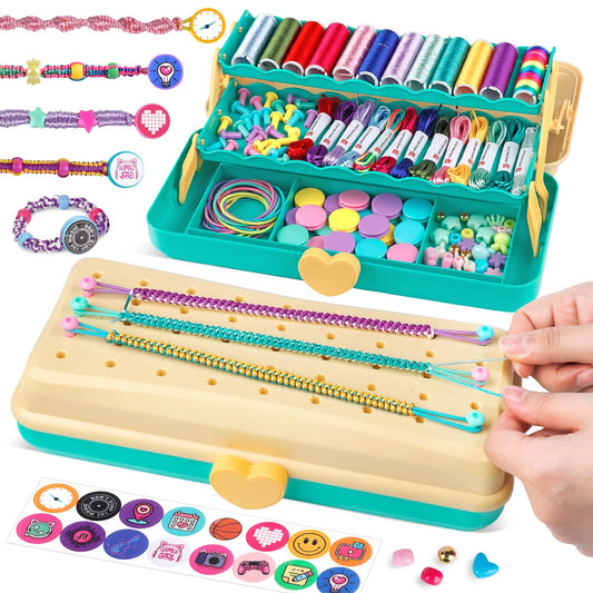TingingYuli Friendship Bracelet Making Kit for Girls 8-12, DIY String Bracelet Maker with 3-Layer Storage Box, Arts and Crafts for Kids Ages 6-12, Easter Christmas Birthday Gift Set