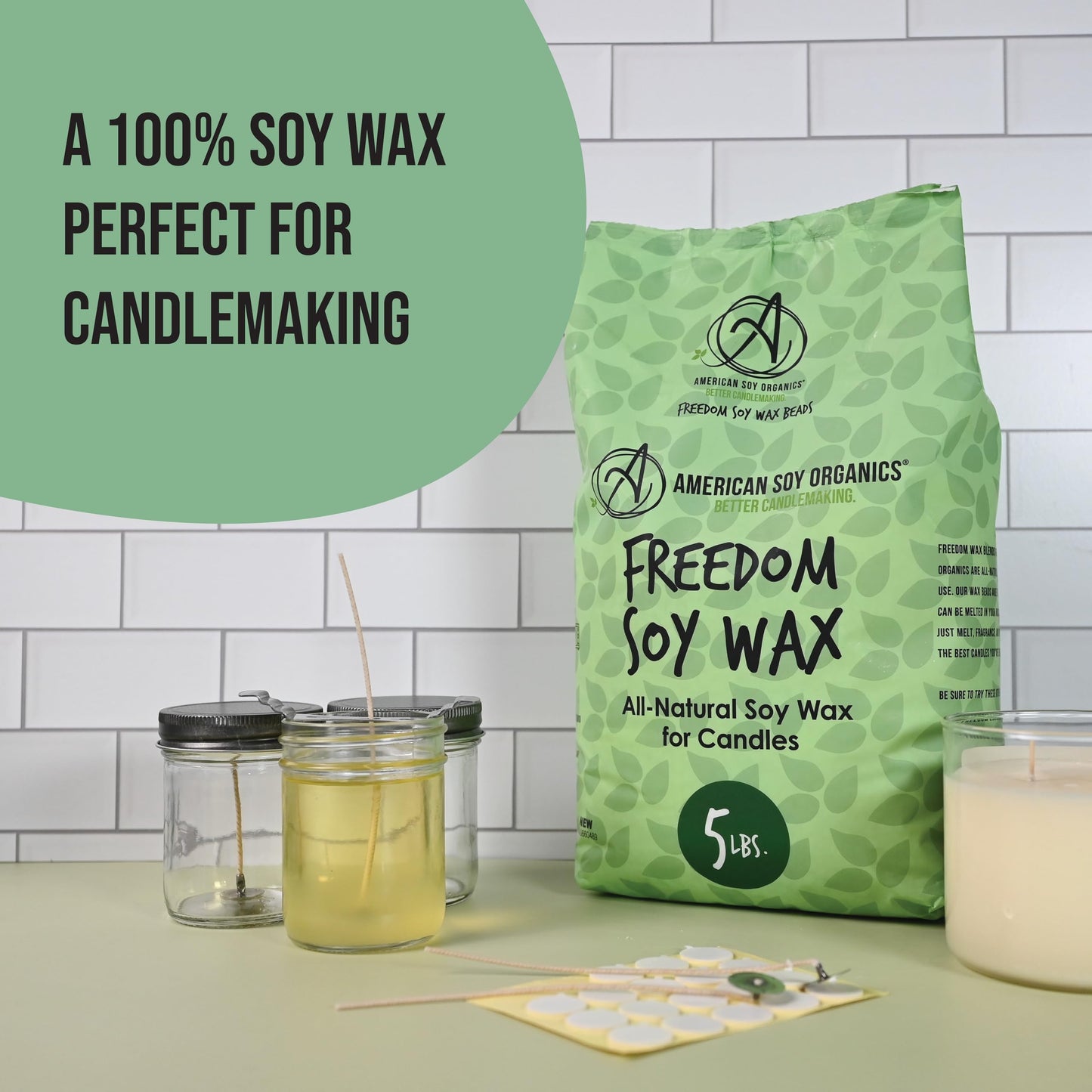 Freedom Soy Wax Beads for Candle Making - Natural Candle Making Supplies - Paraffin-Free, Beeswax-Free Candle Wax for Container Candles, Tealights and Wax Melts, 10 lbs