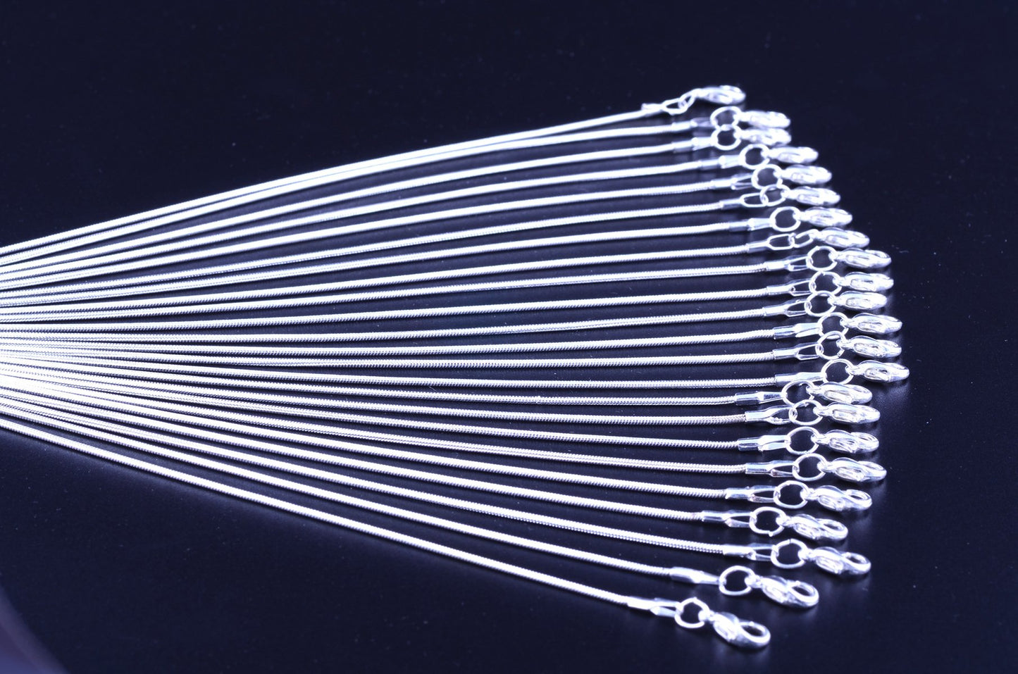 Snake Chain Necklace White Brightening 24pcs 925 Silver Plated 1.2mm DIY Shining Link with Lobster Clasps for Jewelry Making (16 inch, Shining White Brightening)