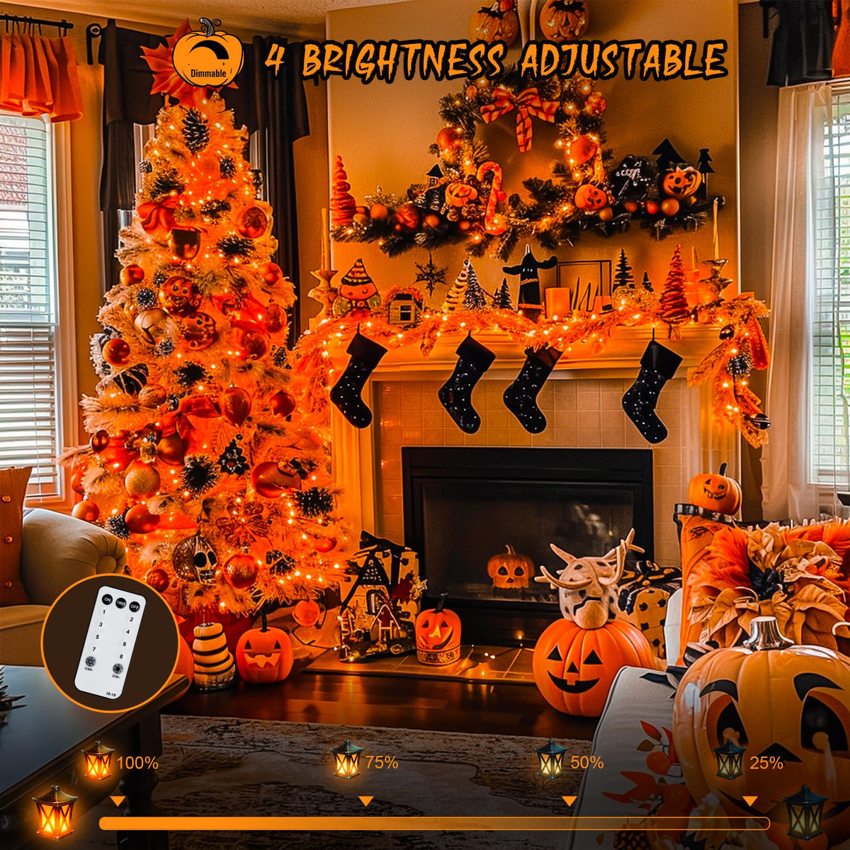 JMEXSUSS Orange String Lights for Halloween, 600 LED Fall Lights Outdoor