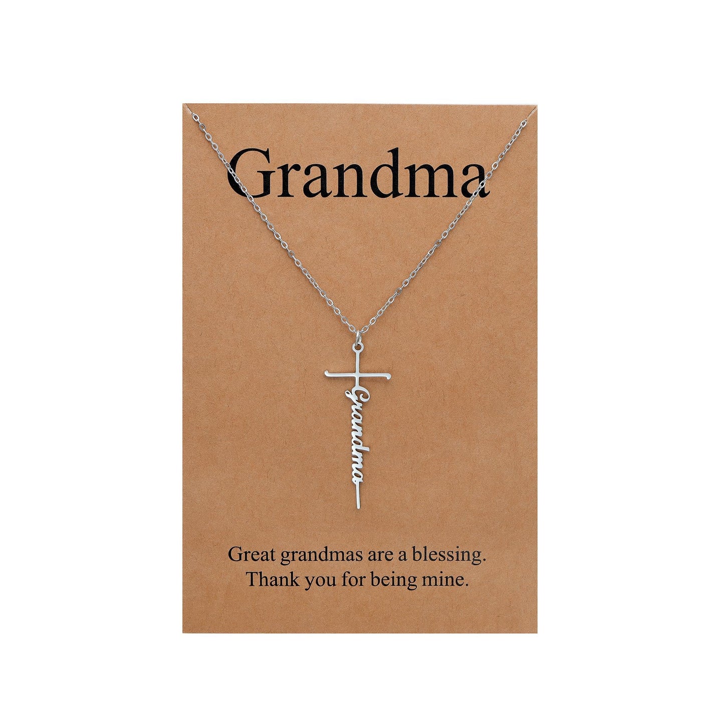 Lcherry Grandma Gifts from Granddaughter - Grandma Cross Necklace for Women, Religious Birthday Mother's Day Gifts Necklace for Mom Women