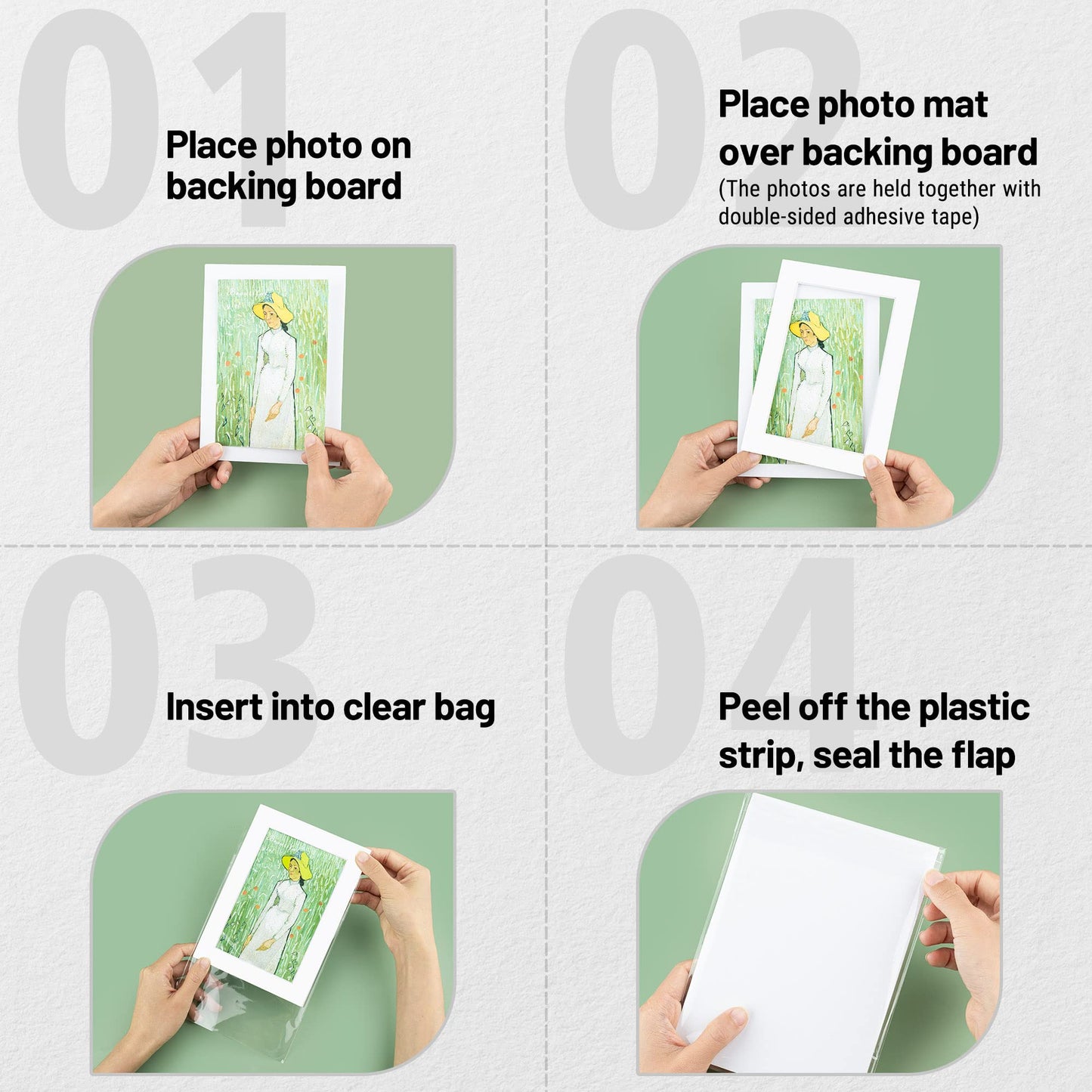 Golden State Art, Pack of 10 White Pre-Cut 5x7 Picture Mat for 4x6 Photo with White Core Bevel Cut Mattes Sets. Includes 10 High Premier Acid Free Bevel Cut Matts & 10 Backing Board & 10 Clear Bags