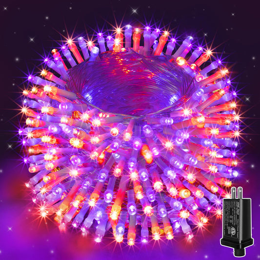 shineshine Halloween Lights Outdoor 49FT 150 LED, Connectable Waterproof Orange and Purple Halloween Light, 8 Modes Timer Plug in LED String Lights for Indoor Outside Yard Halloween Decorations