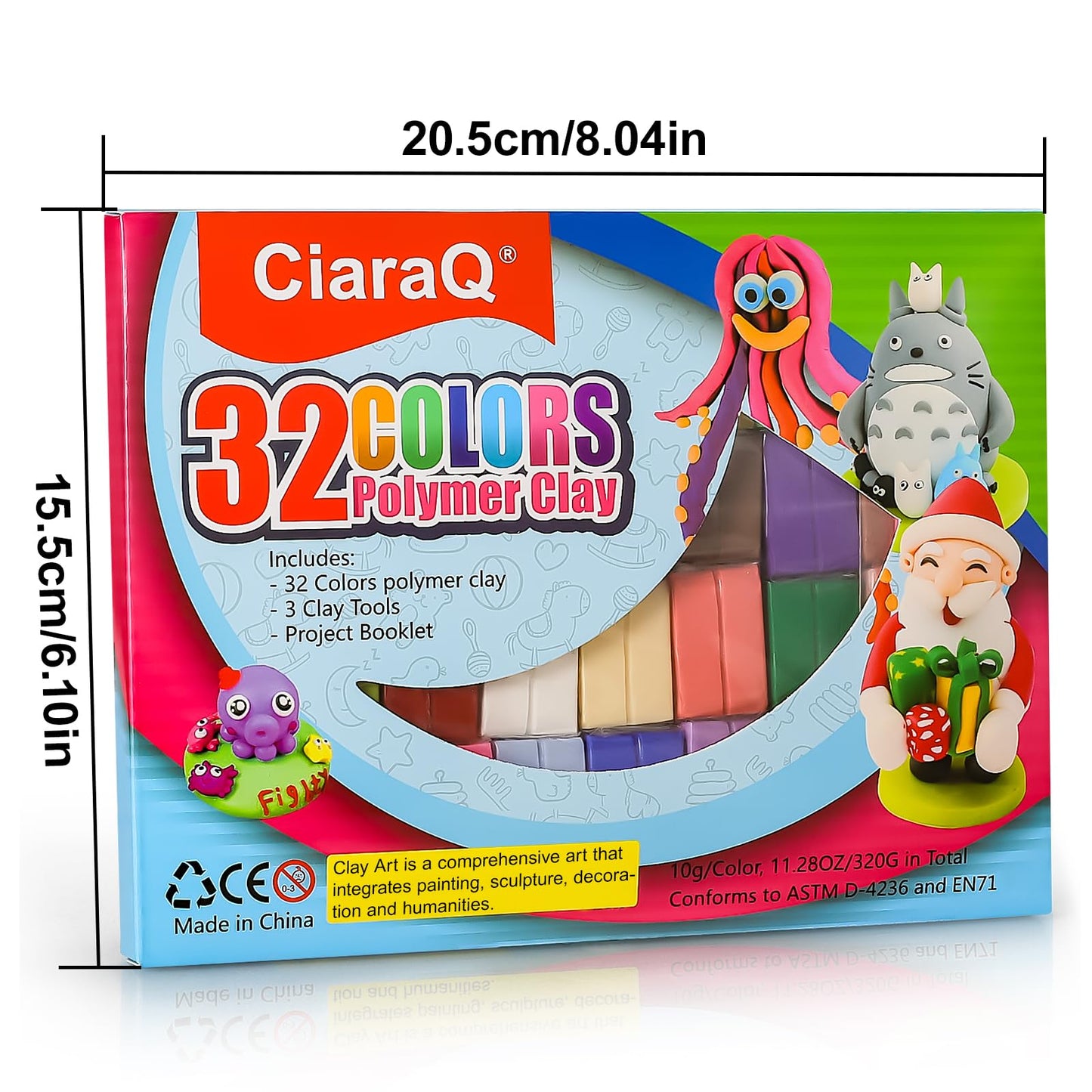 CiaraQ Polymer Clay Kit, Mini Modeling Clay Set for Kids/Beginners/Artist, 32 Colors