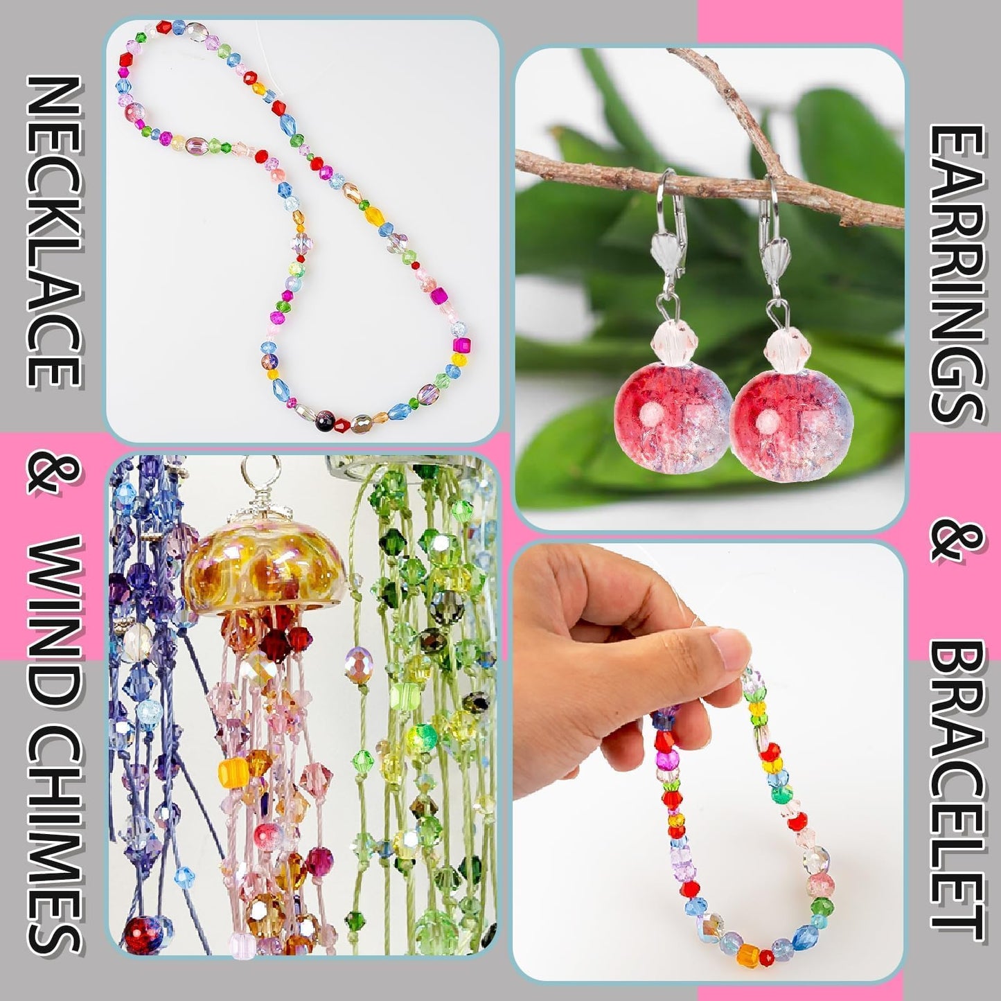 636pcs Glass Beads for Jewelry Making - Colorful Rainbow Craft Crystal Beads with Loose Beads Sparkly Beads Hole Drilled DIY for Bracelets Craft Earrings Making