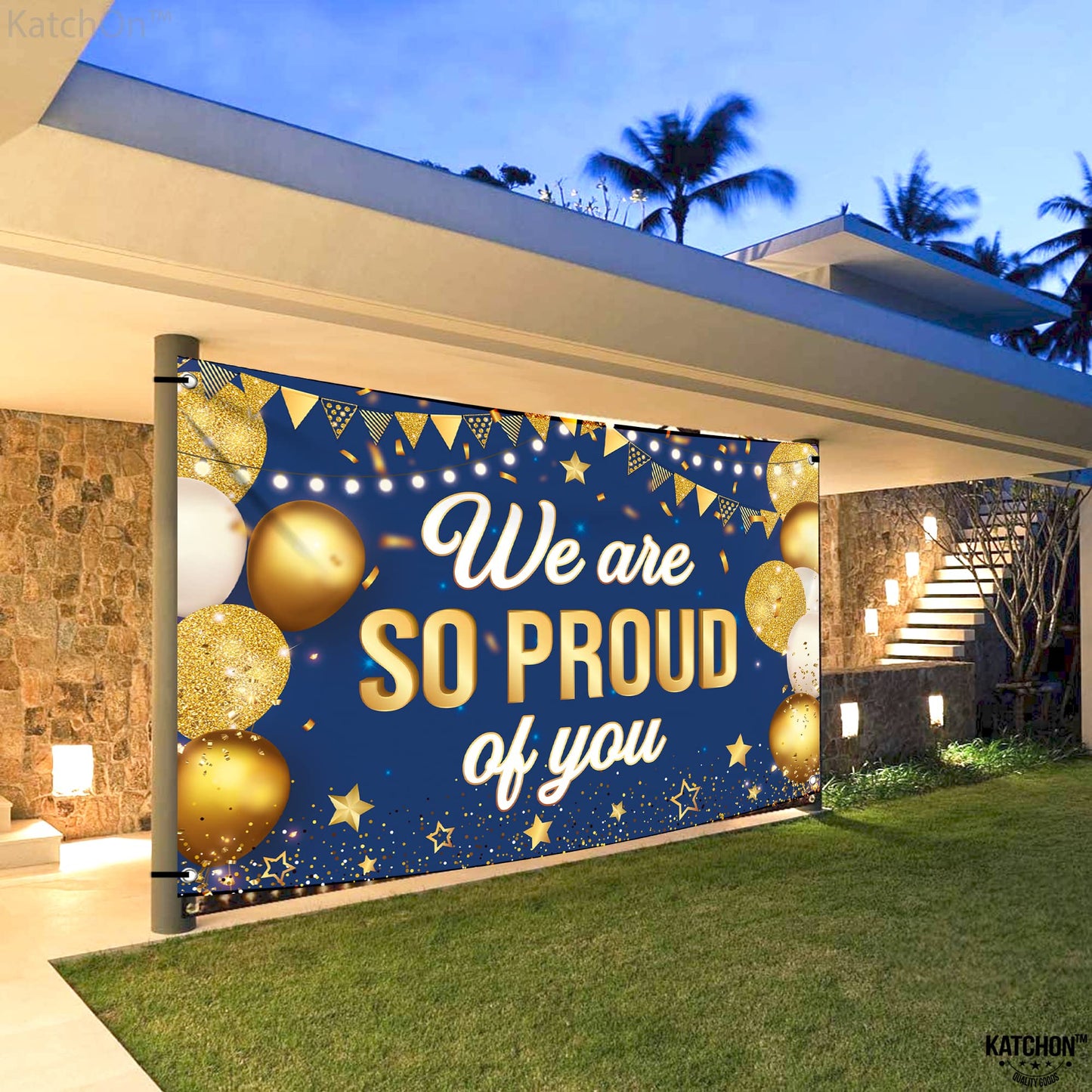 KatchOn, Blue We are So Proud of You Banner - XtraLarge, 72x44 Inch | Graduation Banner Congratulations Banner for Congratulations Decorations | Grad Backdrop for Graduation Decorations 2026