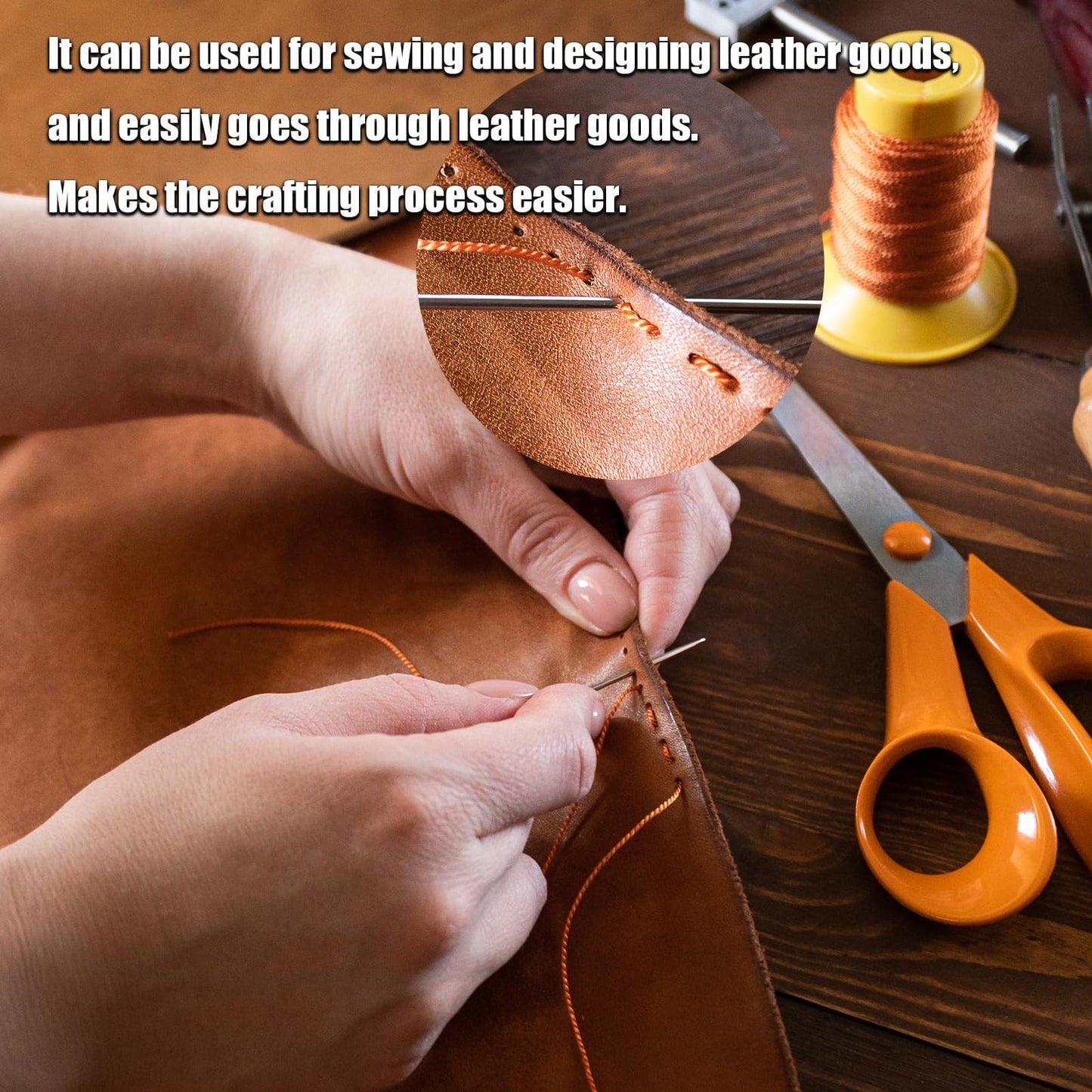 LET’S Beading Large Eye Sewing Needles 6 Sizes Leather Needles Embroidery Thread Needle Sharp Needles Yarn Embroidery Needle with Threader and Needle Bottle for Hand Embroidery DIY Crafting (60Pcs)