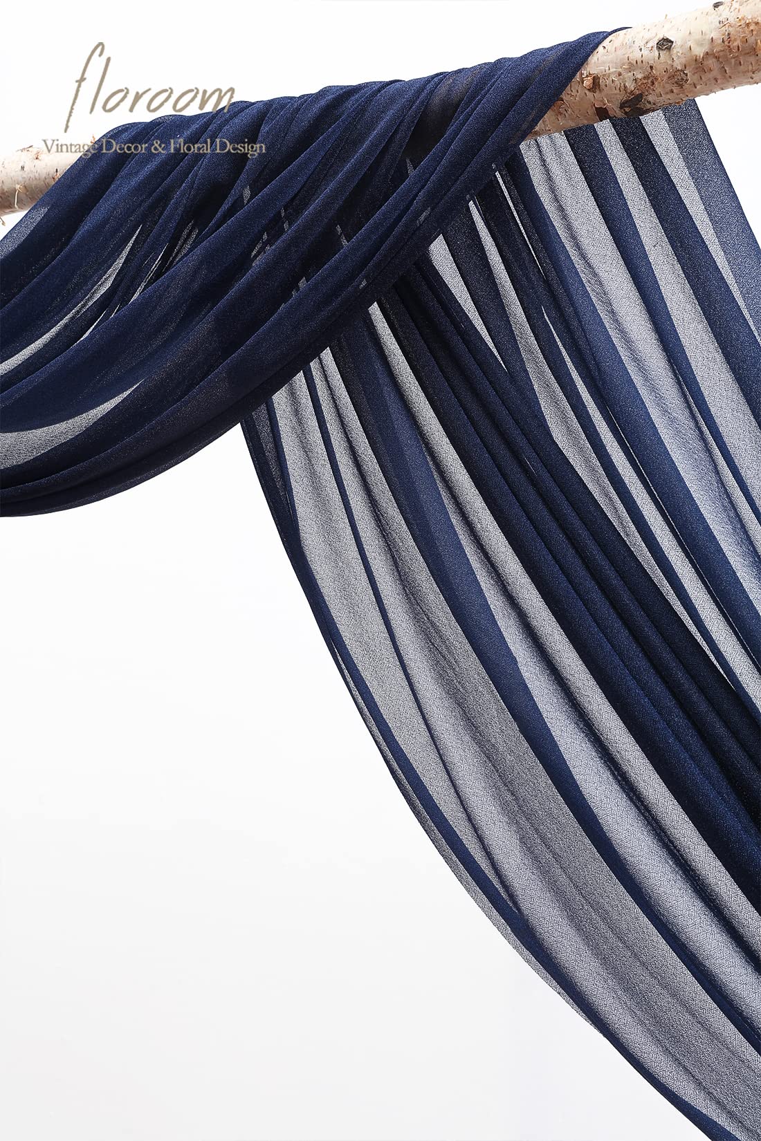 Wedding Arch Draping Fabric 2 Panels 20Ft Navy Blue Chiffon Fabric Drapes Arbor Drapery Wedding Ceremony Reception Swag Decorations