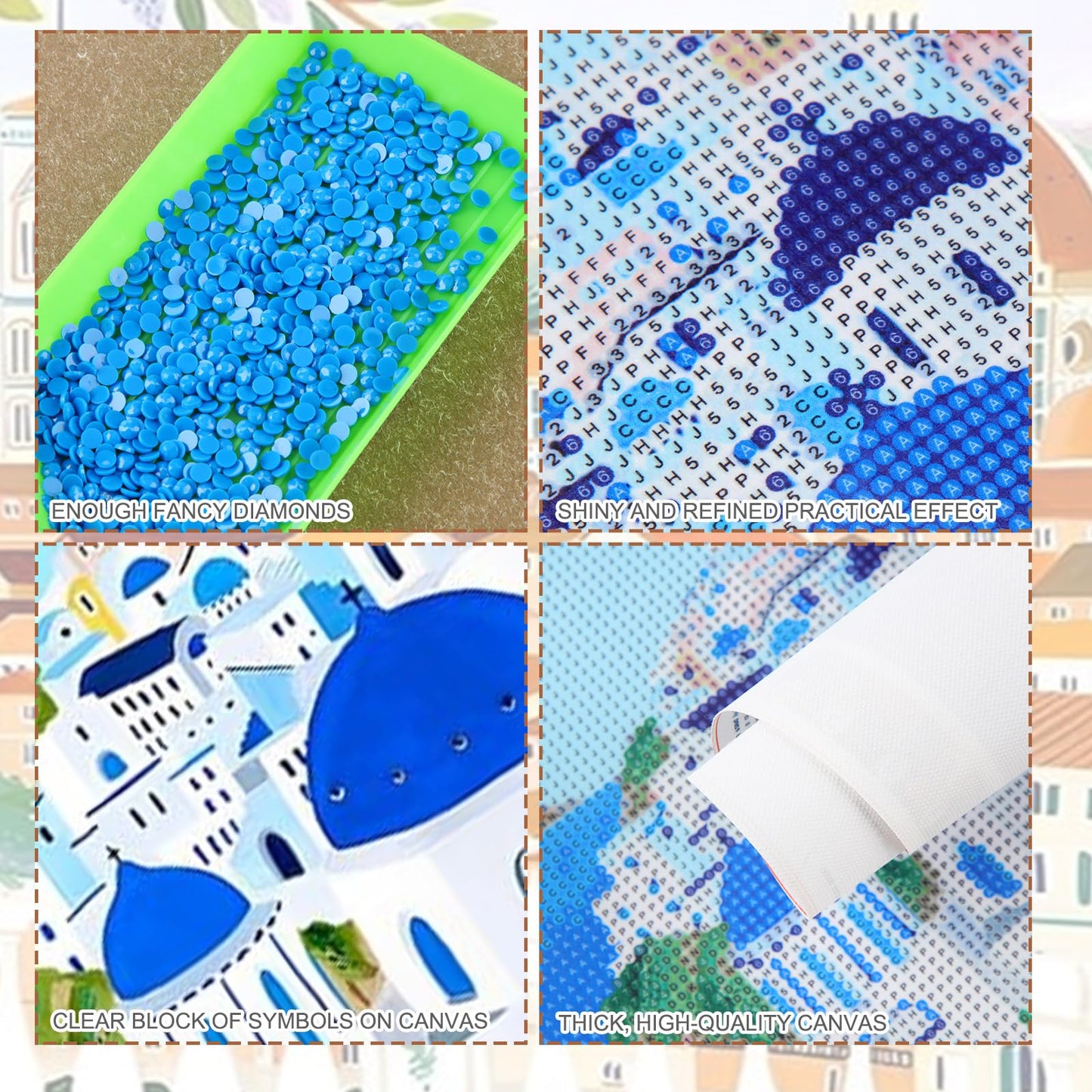 Yeaqee 4 Pcs Diamond Art Kits DIY Painting for Adult Aesthetic Wall Diamond Crafts Aesthetic Room Decor Cute Painting Pictures 5d Craft Wall Decor for Home 10 x 11.8''(Scenery)