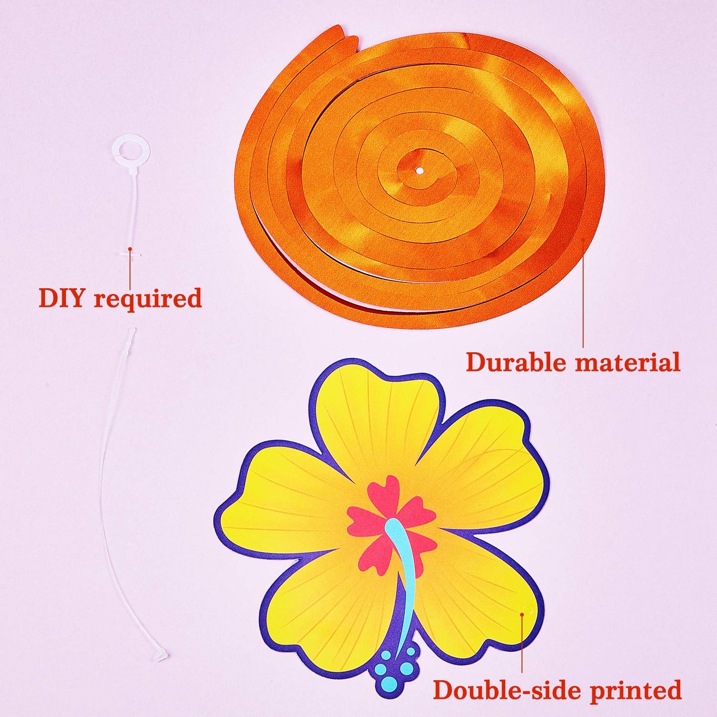 WILLBOND 40 Pieces Hawaiian Luau Birthday Party Hanging Swirl Decorations Flower Foil Swirl Decorations Ceiling Decorations for Summer Tropical Hawaiian Theme Party Decoration Supplies
