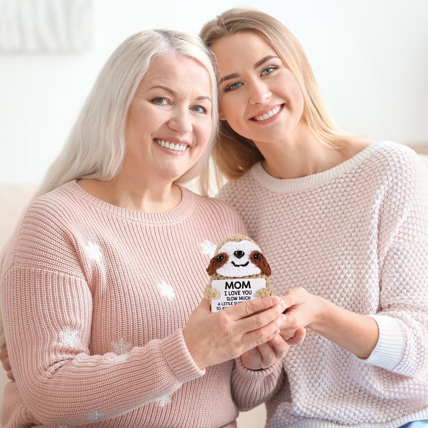 MBL Gifts for Mom Birthday Mother's - Mothers Day Easter Funny Cute Romantic Crochet Sloth for Mama Bonus Step Mother from Daughter Son, Mom I Love You Sloth Much
