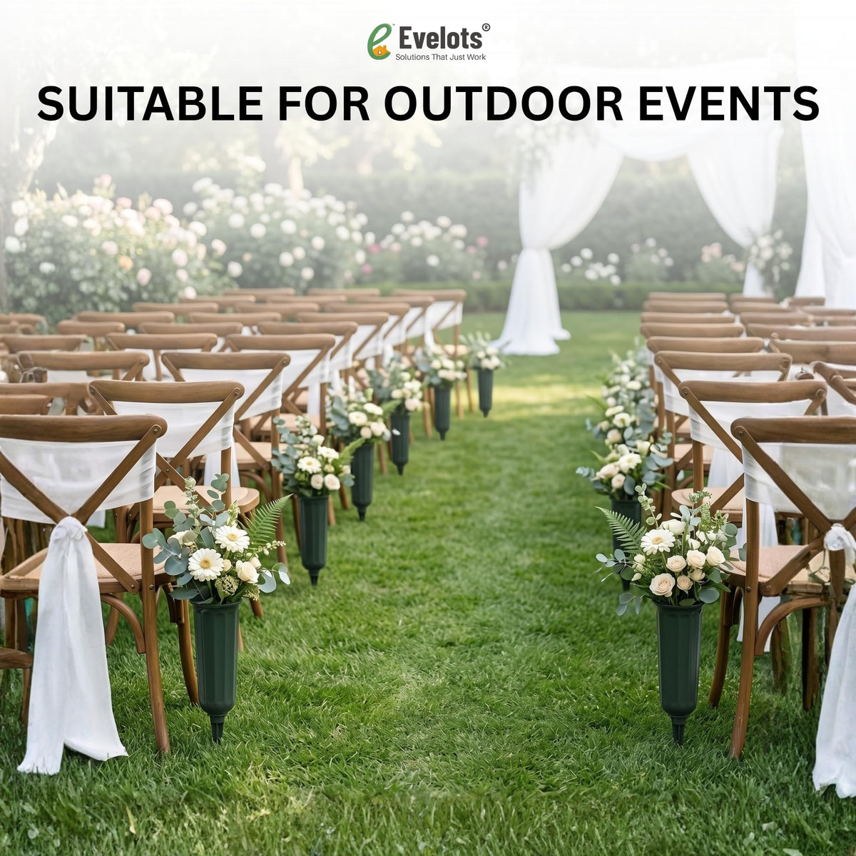 Evelots Cemetery Flower Vase with Sturdy Spikes/Stakes 6 Pack Outdoor Artificial or Fresh Flower Holder Grave Decoration