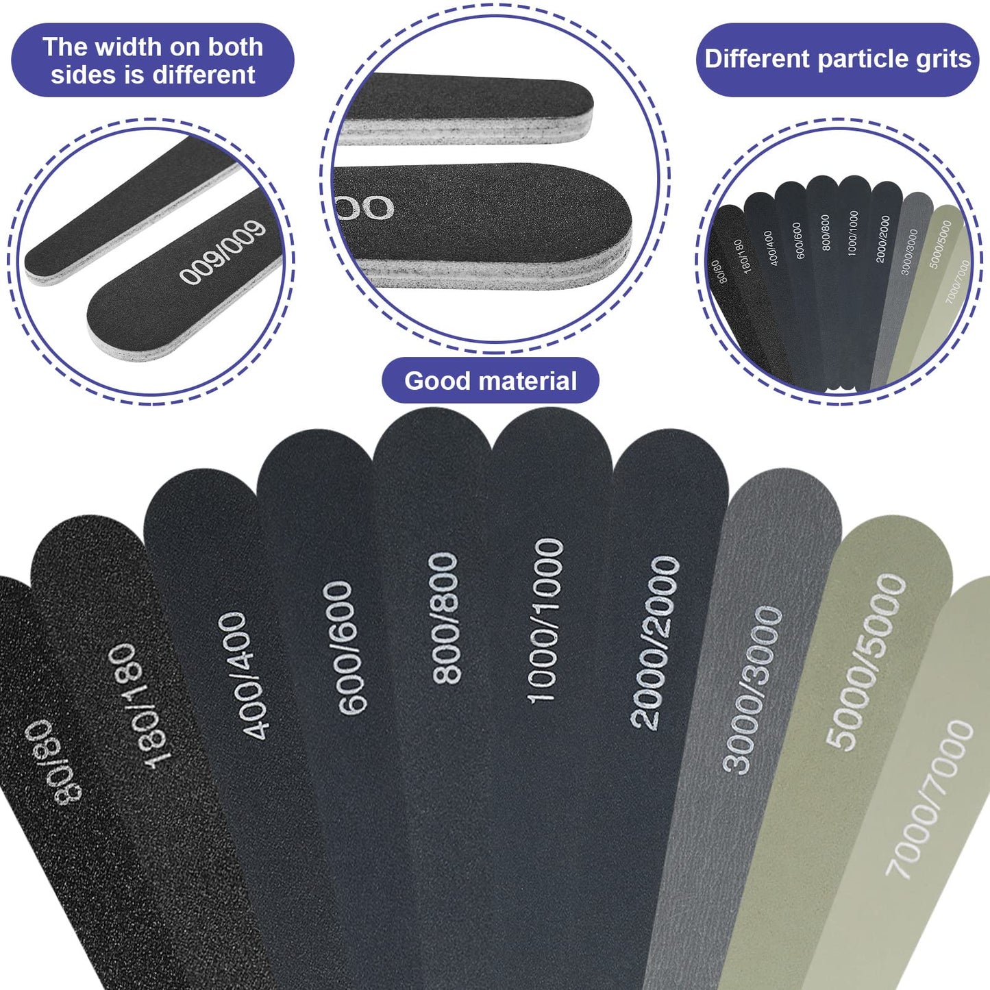 Honoson 20 Pcs Sanding Sticks for Plastic Models Polishing Sticks Assorted Metal and Wood Sanding Tools Accessory for Model Craft Amateur Beginner(Low Grits Rating,Water Drop Style)