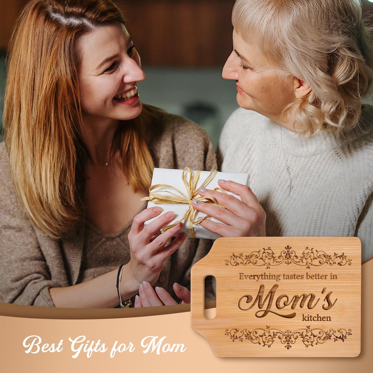 AceThrills Mothers Day Gifts for Mom Gifts, Mom Birthday Gifts for Moms from Daughter Son - Engraved Bamboo Cutting Board 12.3"L x 8.7"W x 0.4"Th