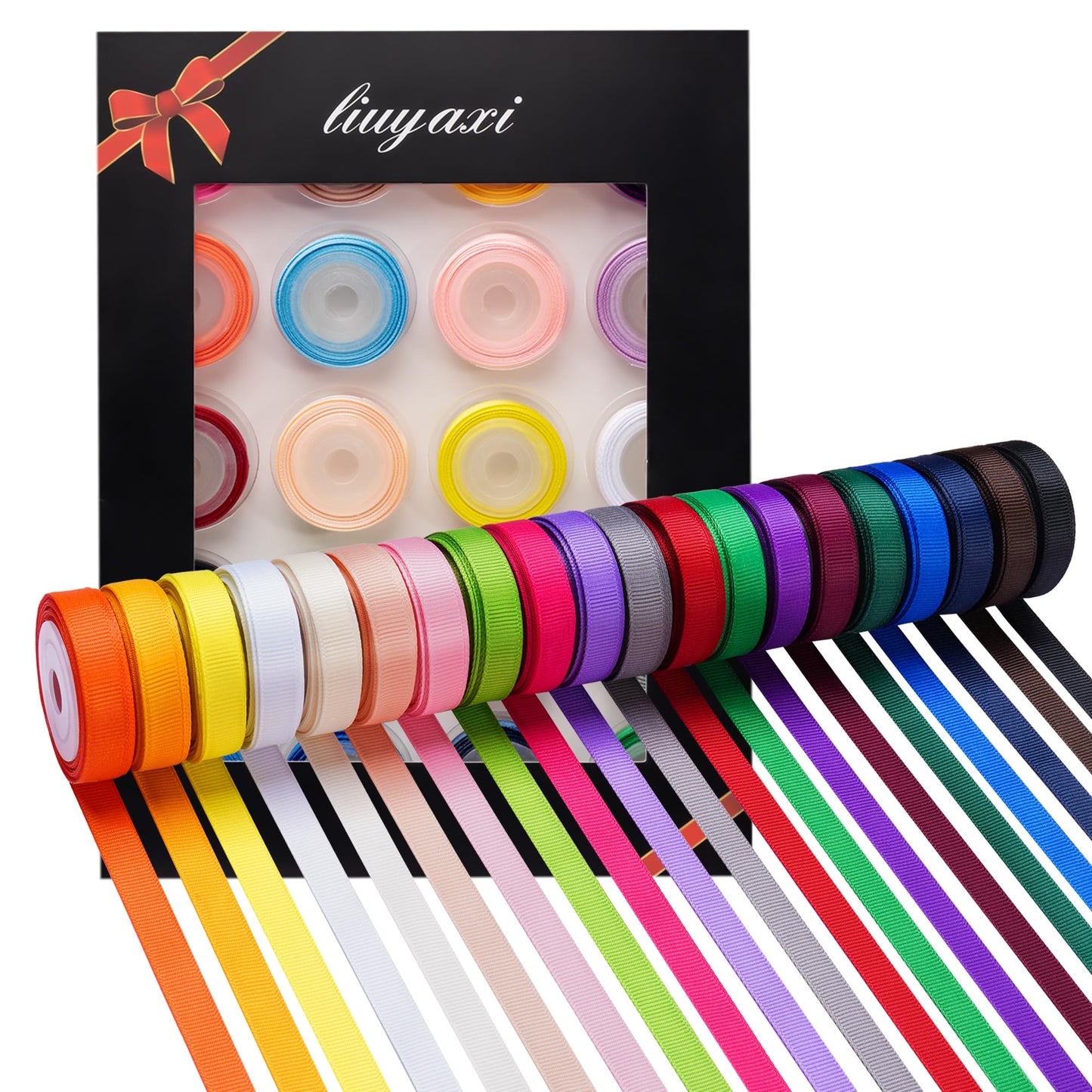 100 Yards Solid Grosgrain Ribbon, 3/8" X 5 Yard/Roll, 20 Colors Rainbow Multicolor Fabric Ribbons Roll Perfect for Crafts Gifts Wrapping Flower Bouquet Hair Bows & Other Projects