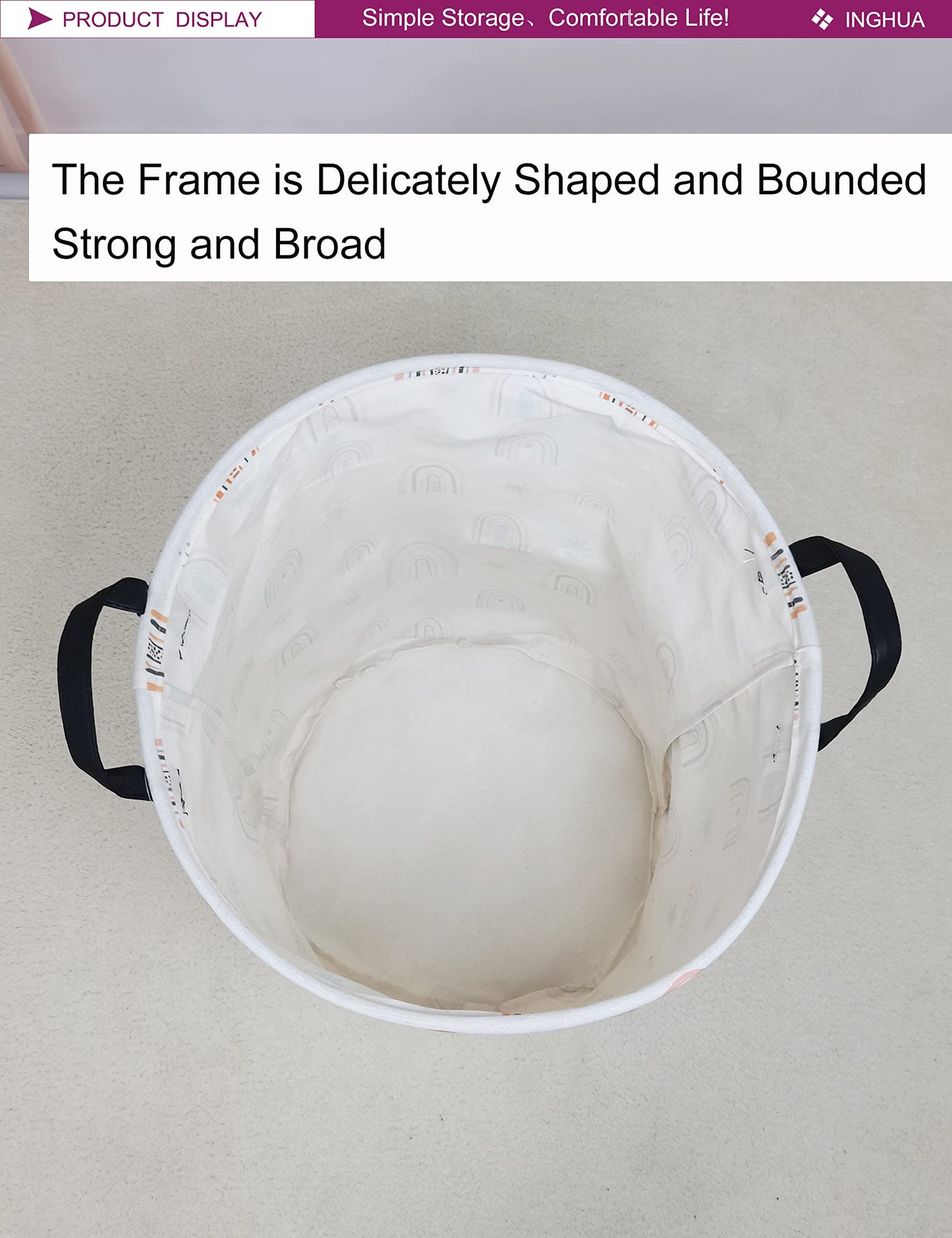 Laundry Hamper Large Canvas Fabric Lightweight Storage Basket/Toy Organizer/Dirty Clothes Collapsible Waterproof for College Dorms, Boys and Girls Bedroom,Bathroom(Star Rainbow)