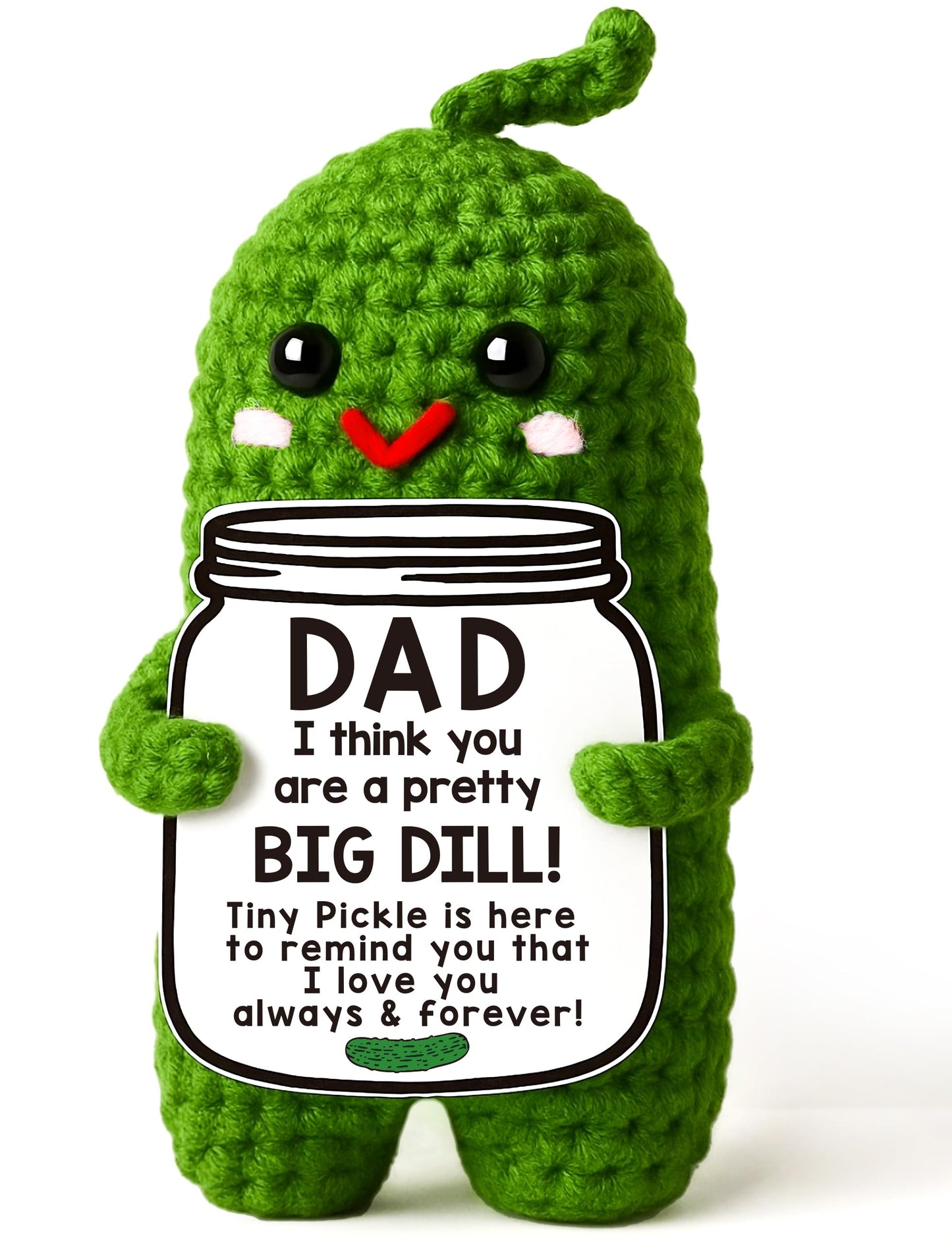 MAMAGIFTREE Fathers Day Dad Birthday Gifts from Daughter or Son,Handmade Crochet Pickle -I Love Best Daddy Ever Gift Thank You Daddy Funny Emotional Care Desk Decor