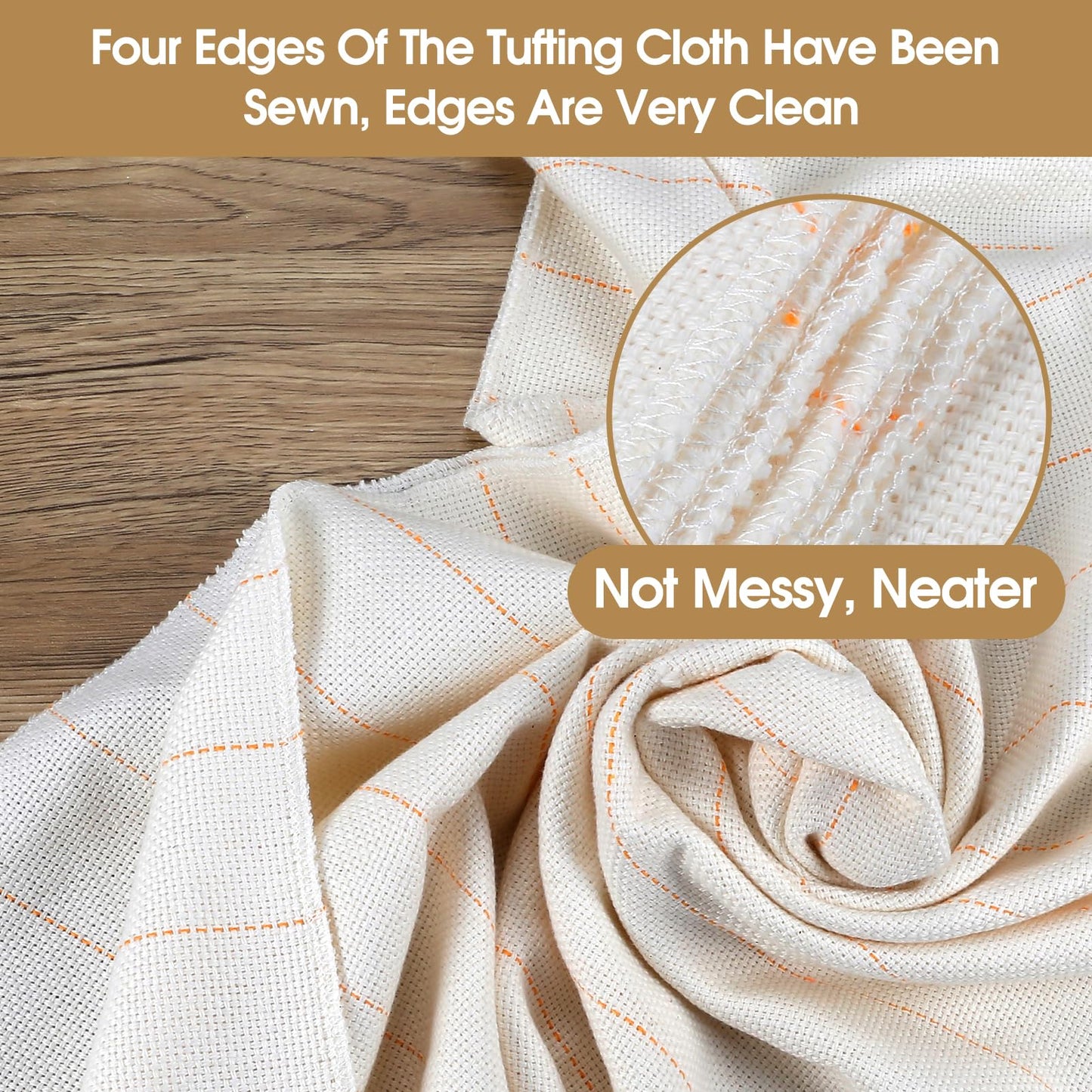 79” x 59” Large Tufting Cloth, Primary Tufting Cloth with Marked Lines for Tufting Guns, Four Edges Sewn Monks Cloth for Punch Needle Tufting Rug DIY Crafts