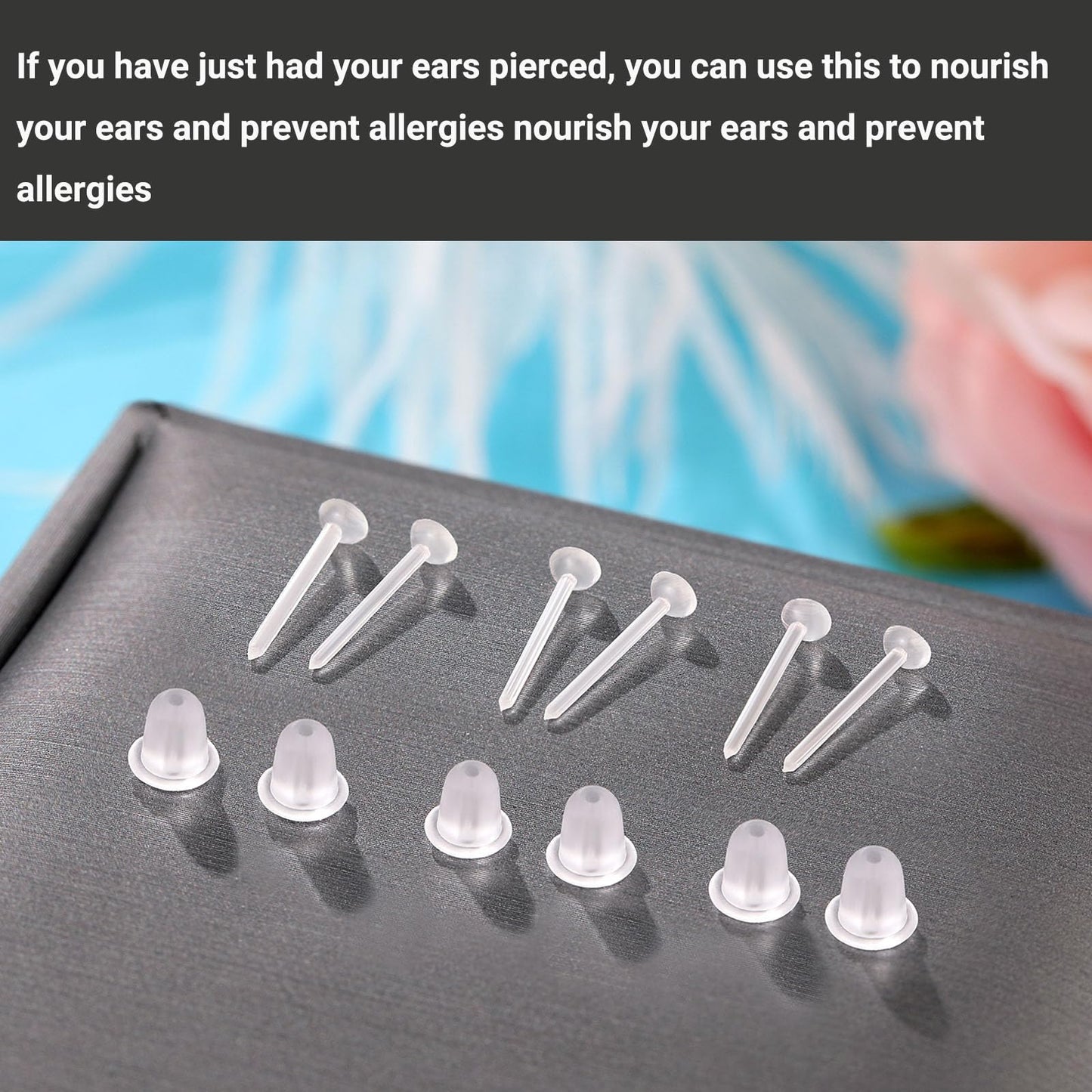 Formulen Plastic Earrings, 200 PCS Clear Earrings for Sports, Transparency Plastic Post Earring Studs for Sports, Flat Silicone Earring for DIY