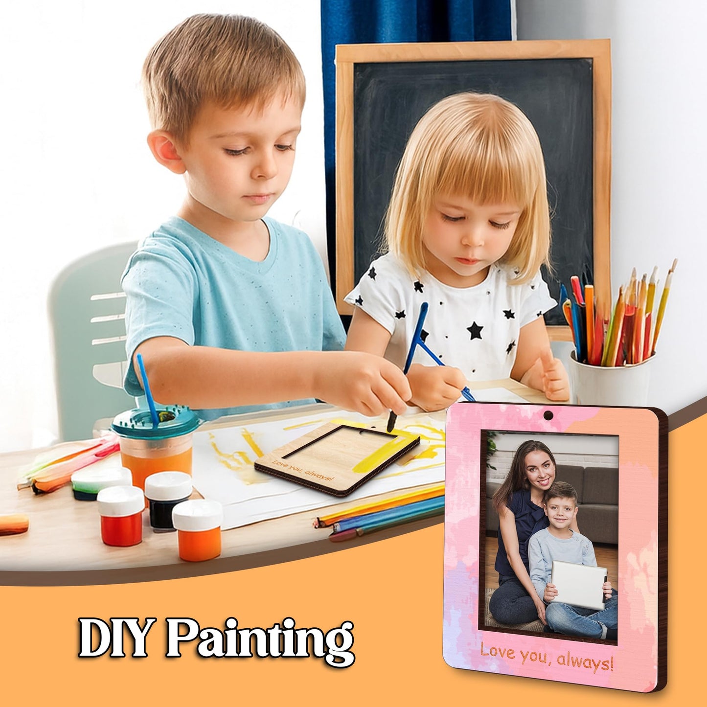 10" Hands Down Best Mom Ever Sign DIY Kids Gifts For Mom Handprint Kit with Acrylic Paints, Toddler Craft Birthday Gift Mother's Day Keepsake for Mum, Family Plaque with Daughter, Son Names HF90-M